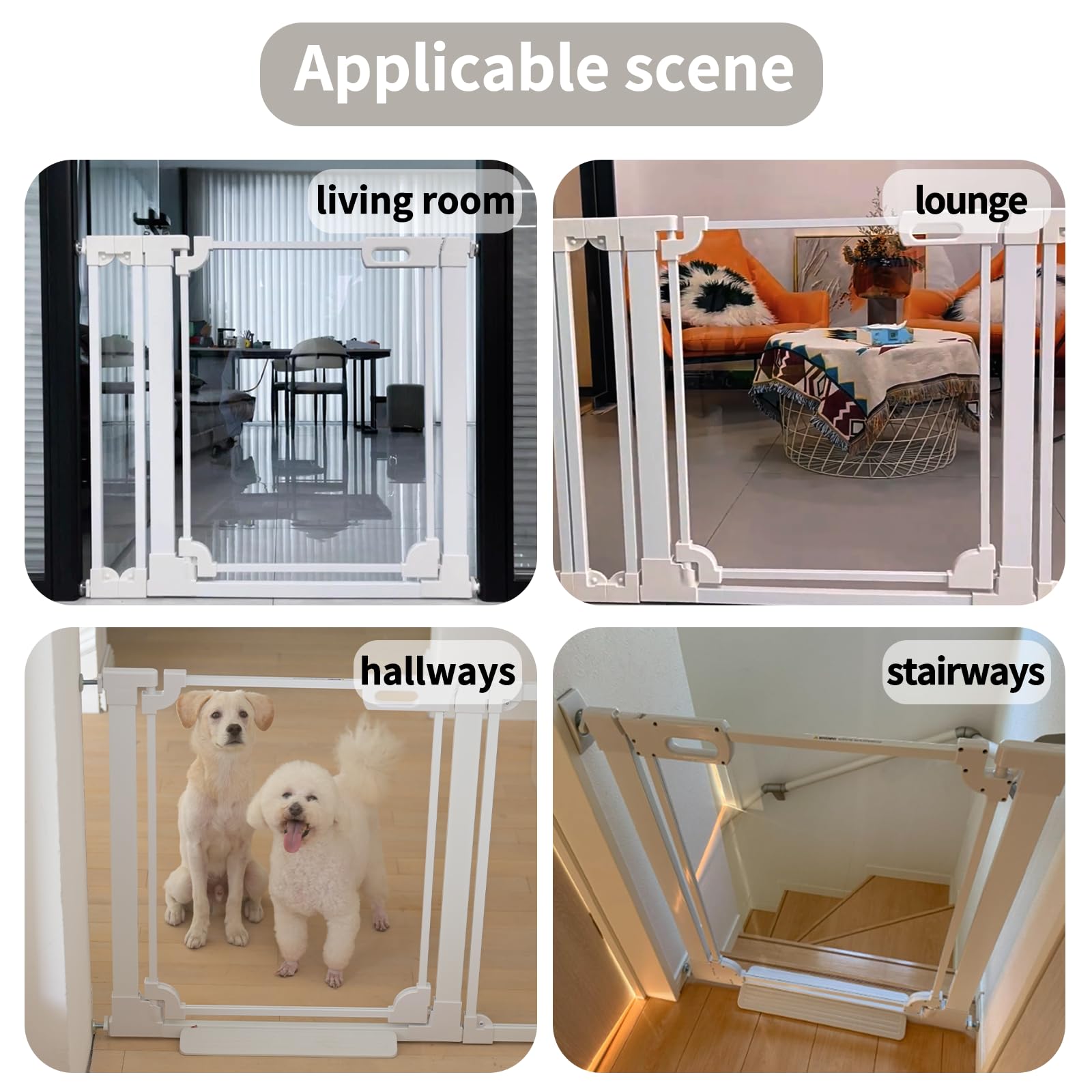 WAOWAO Clear Acrylic Baby Gate for Stairs Modern Design Acrylic Auto Close Pet Gate, 29.52-37.79 Wide Safety Baby Gate for Doorw