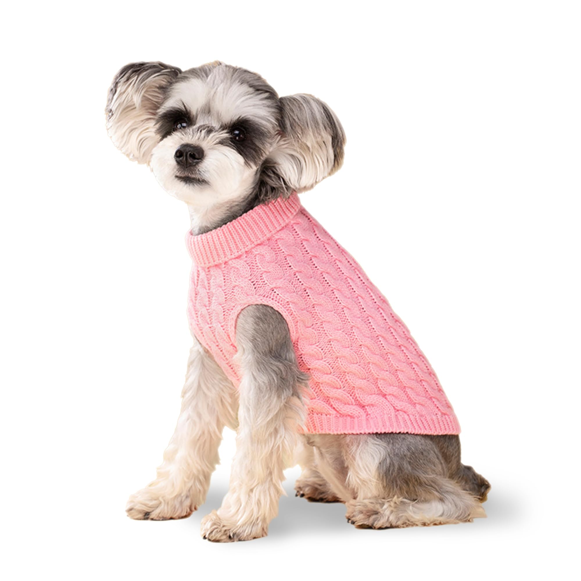 Dog Sweater, Pink XS Dog Pullover Sweater, Turtleneck Knitwear, Dog Outfits for Small Dogs and Medium Dogs, Warm Clothes for Bul
