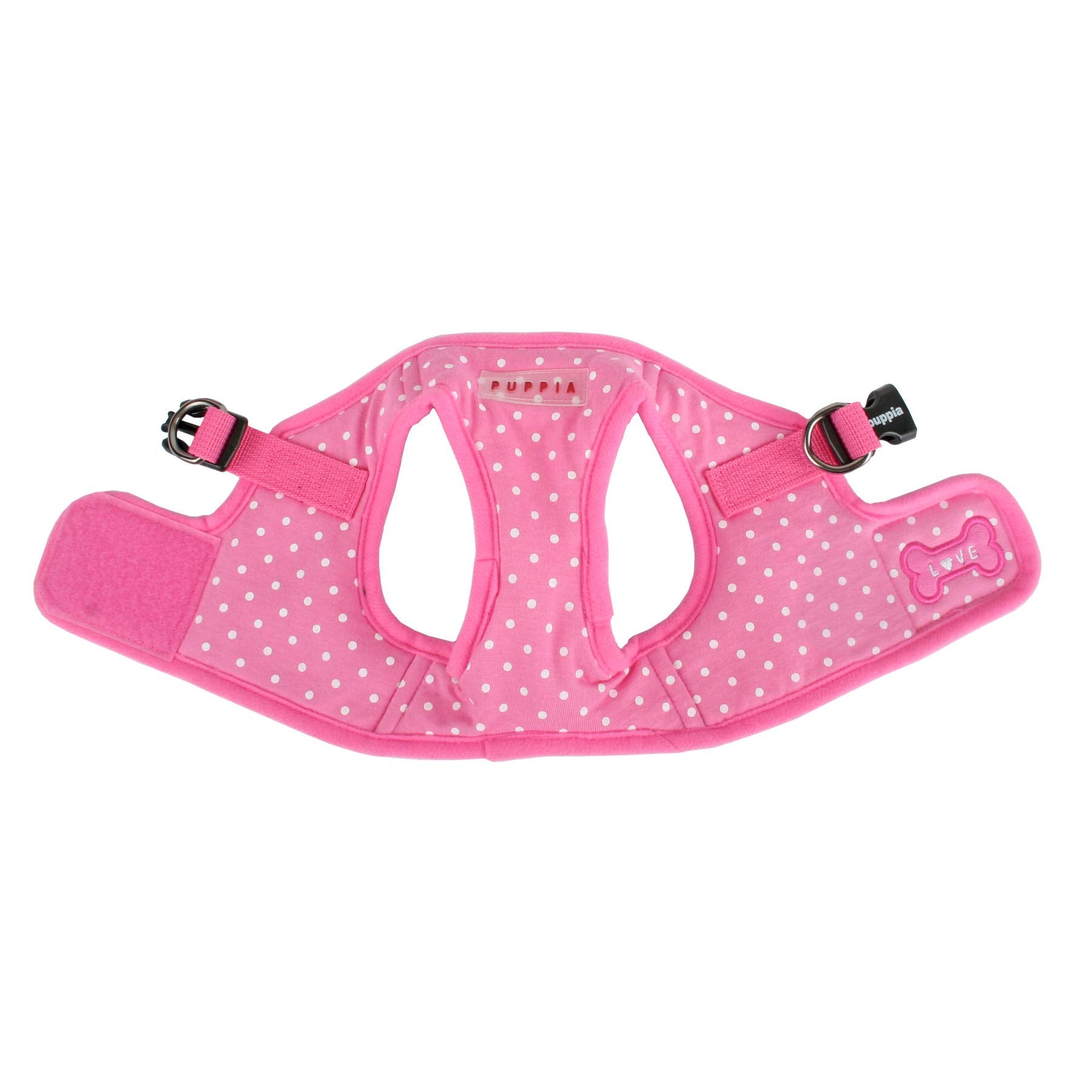 Puppia Dotty Step-In Vest Dog Harness No Pull No Choke Easy Wear Training Walking For Small Dog, Large, Pink