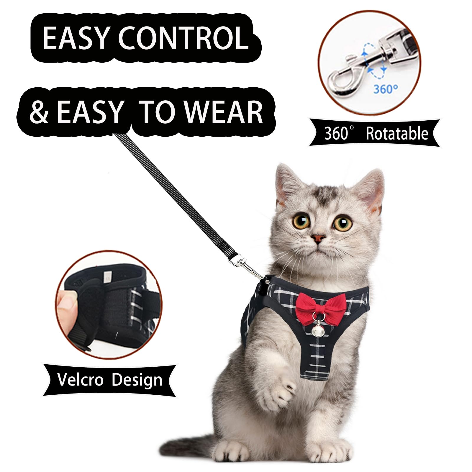 Cat Leash And Harness Set,Breathable Dog Harness,Pet Harness,Adjustable Mesh Cat Harness And Leash Escape Proof For Puppy Cat Ra