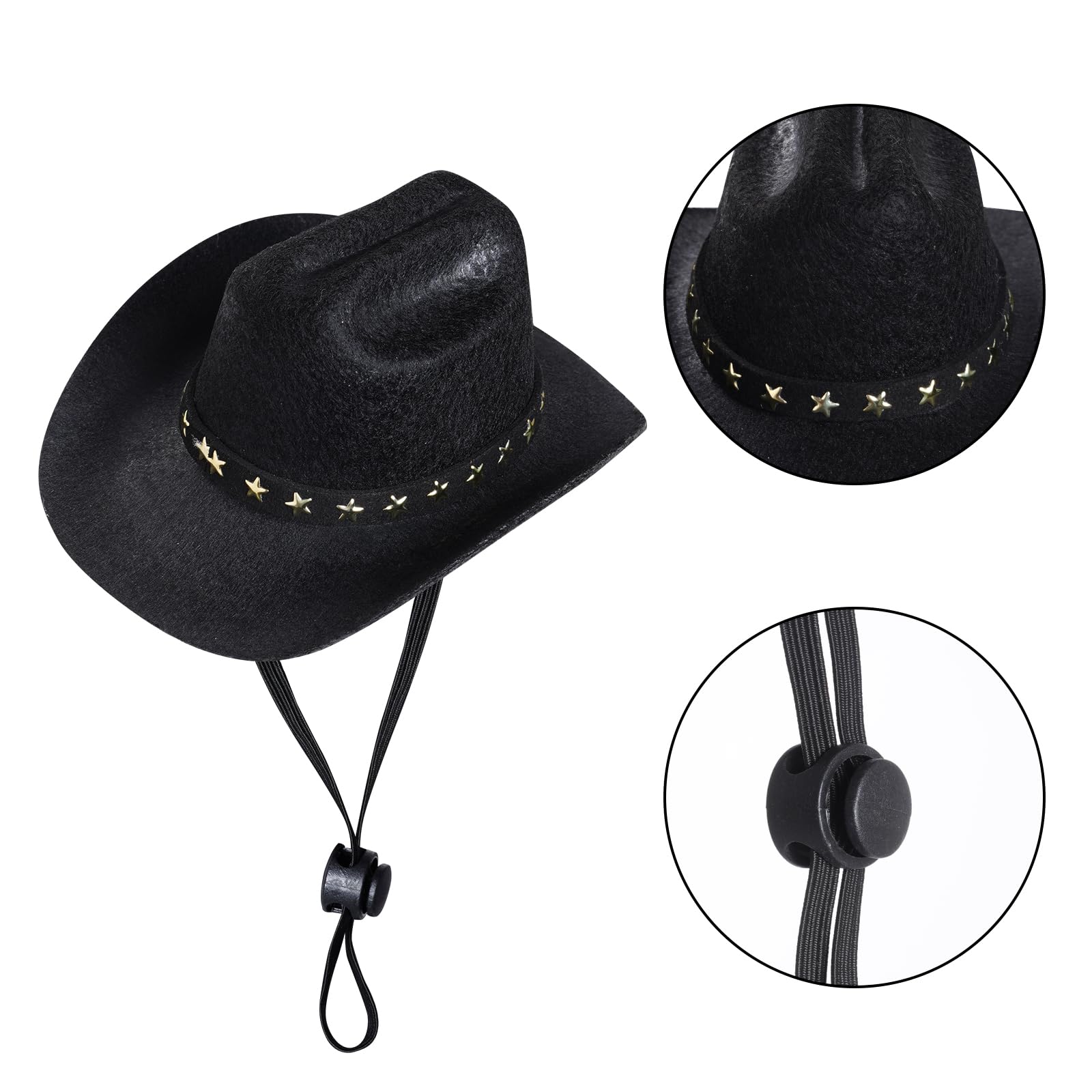 Choyaxo Pet Cowboy Costume Cosplay Cap Halloween Costumes For Dogs Cat Pet Party Decoration Mini Cowboy Hat (Black, Small)