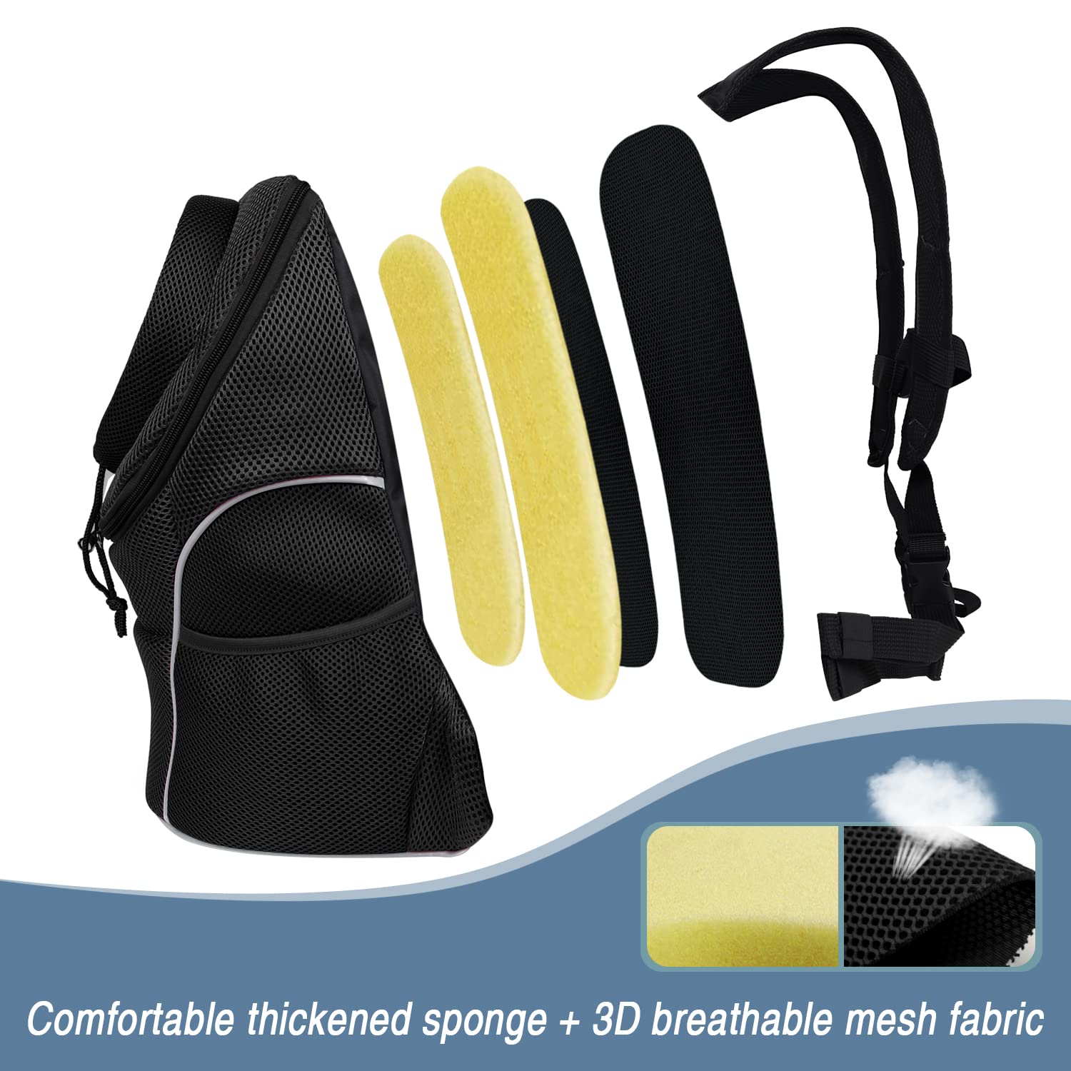 Woyyho Pet Dog Carrier Backpack Puppy Dog Travel Carrier Front Pack Breathable Head-Out Backpack Carrier For Small Dogs Cats Rabbits (L (Up To 14 Lbs), All Black)