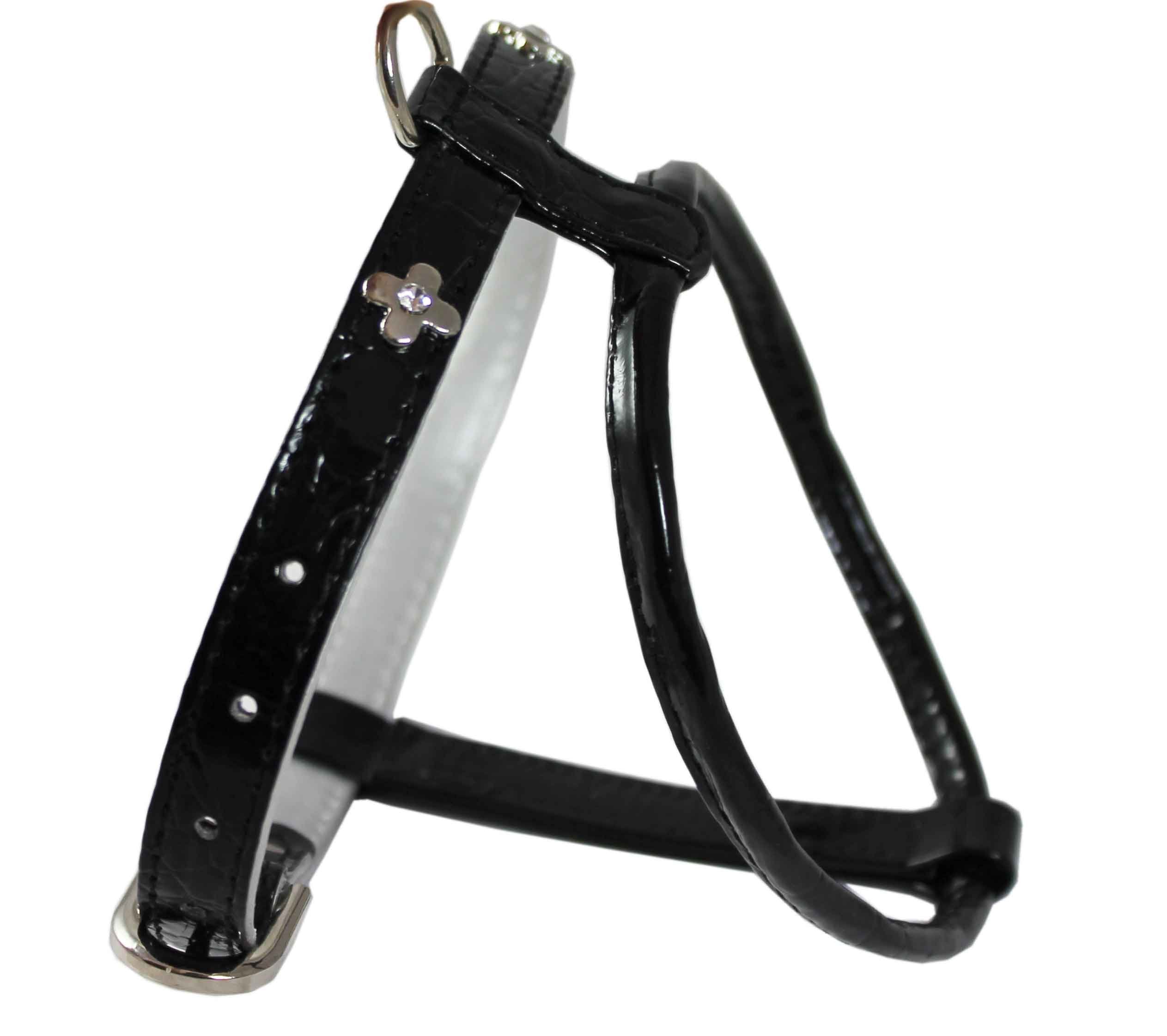 Black Faux Leather Studded Dog Harness Small for 12.5-15.5 Chest