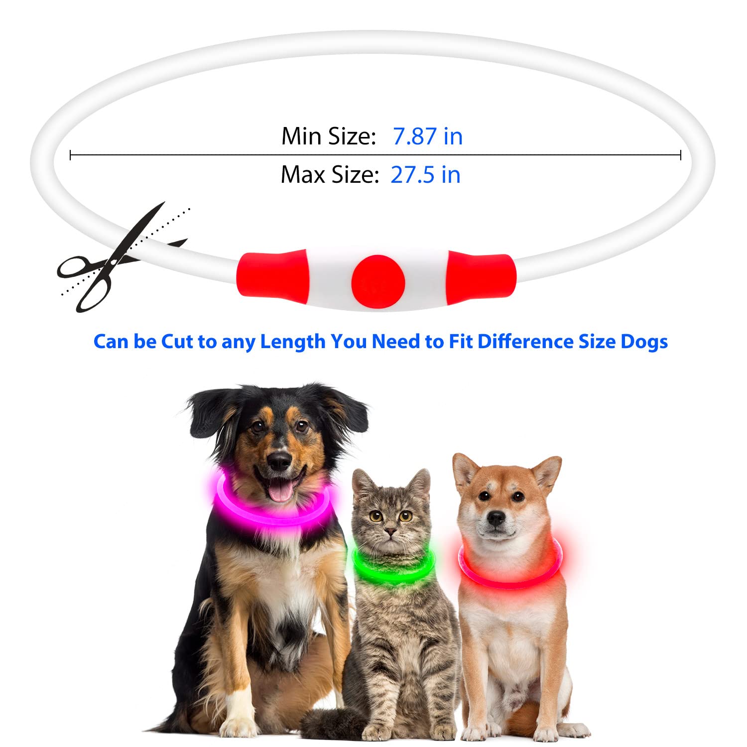 Higuard Usb Rechargeable Led Necklace Lighted Up Safety Bracelet Glowing Necklace Glow In The Dark Super Bright For Party Favors