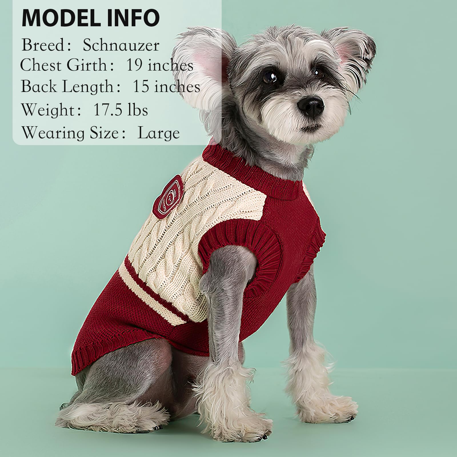 Preppy Knitted Dog Sweater - Warm Winter & Fall Clothes For Small Dogs & Puppies (Chihuahua, Bulldog) - Red, Small