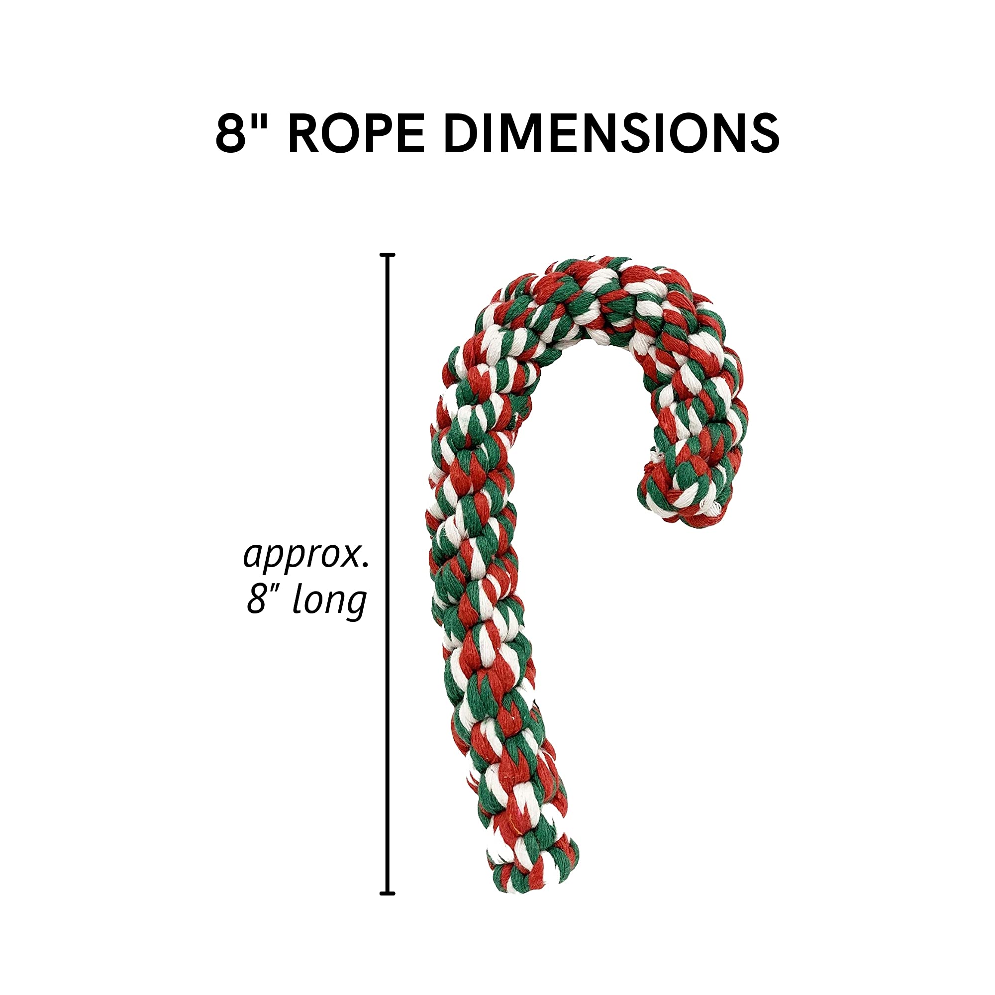 Midlee Candy Cane 8' Rope Dog Toy