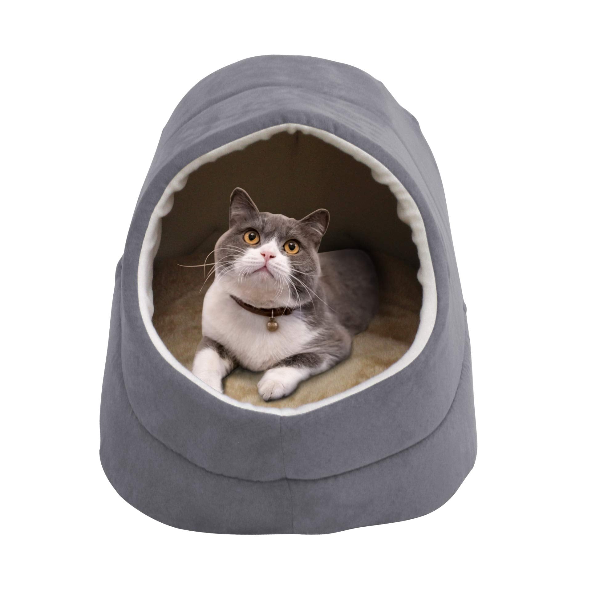 Goopaws Goopaws Cat Cave For Cat And Warming Burrow Cat Bed, Pet Hideway Sleeping Cuddle Cave (Grey-2)