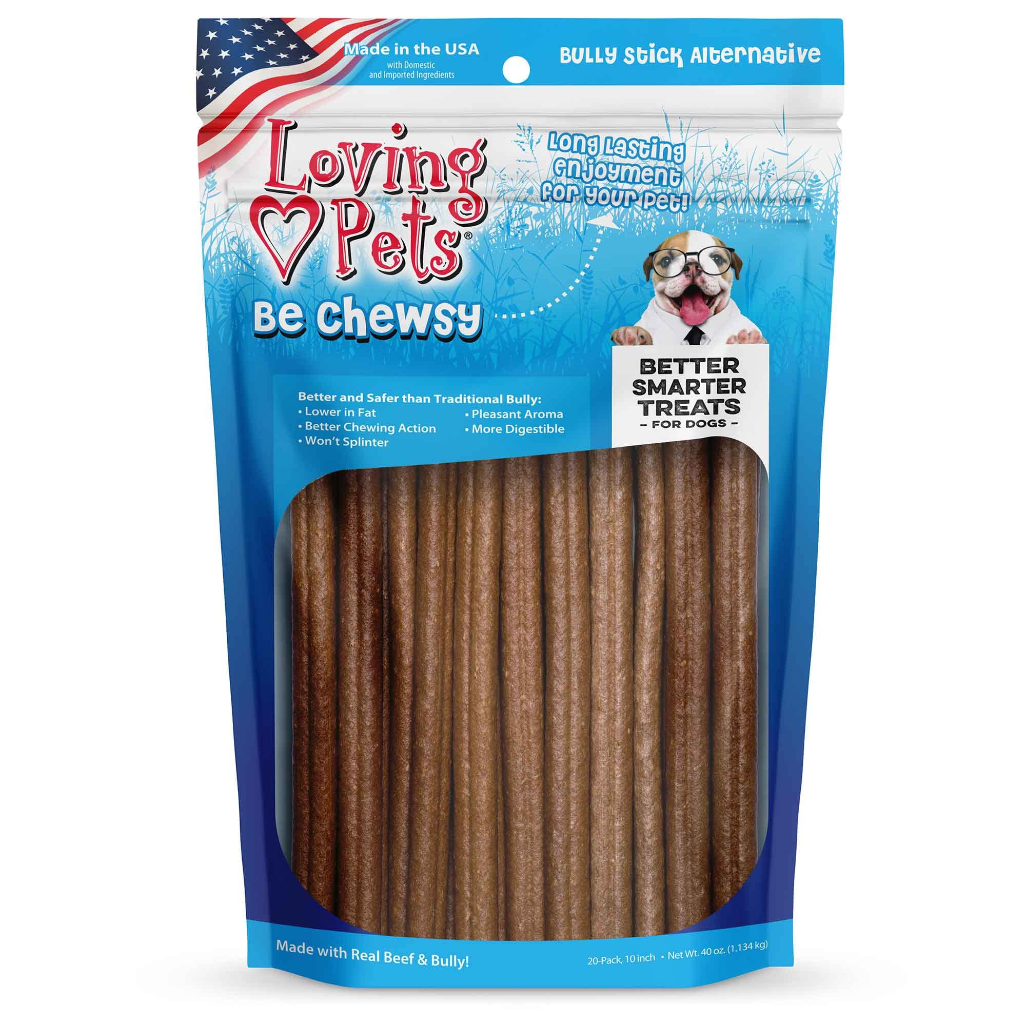 Loving Pets Be Chewsy Dog Treat 20 Pack 10 Bully Stick Alternative Chews