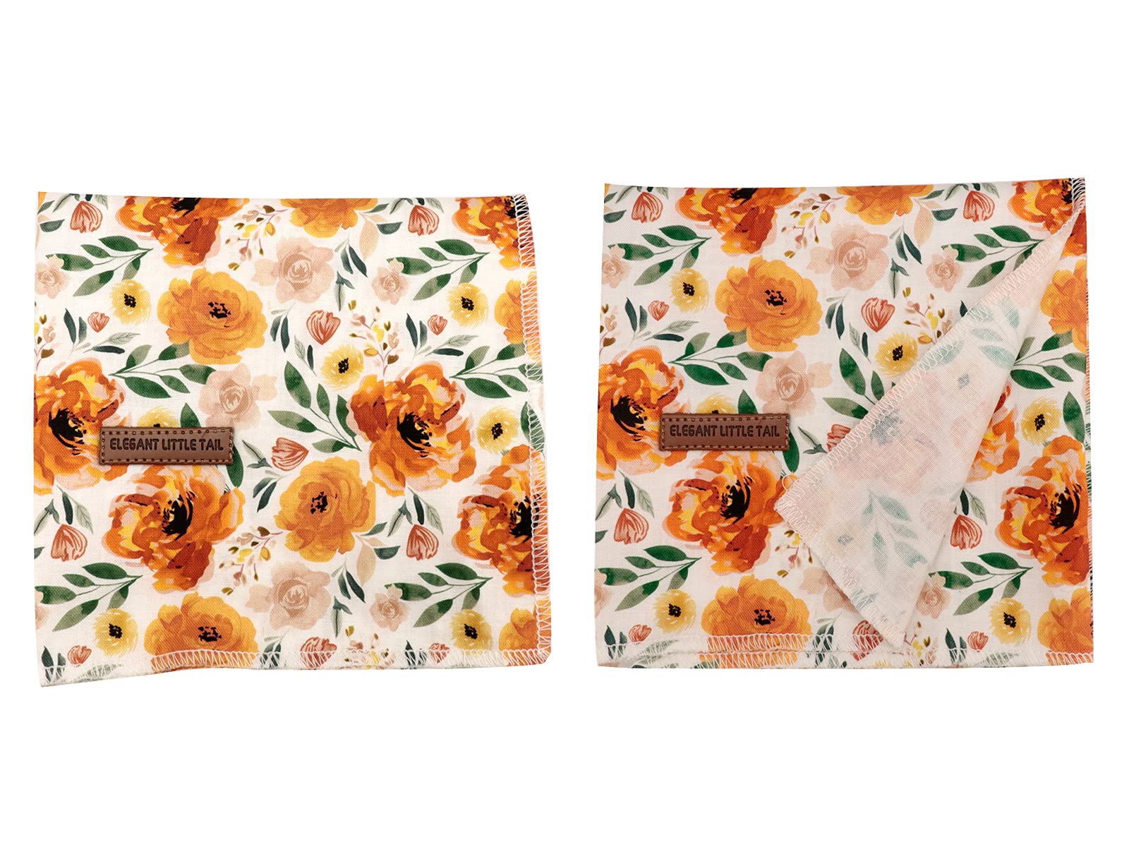 Elegant Little Tail Dog Bandanas - 1Pack Floral Print Washable Dog Scarf Female Square Dog Bib Kerchief Scarf Adjustable Pet Ban