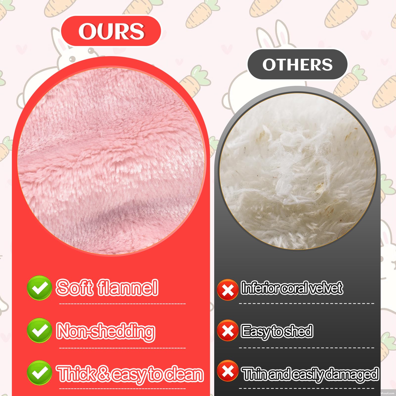 Mewtogo 13 X 14In Rabbit Bed, Thickened Soft Snuggle Bunny Bed, Cuddle Cushion Plush Mat With Cotton Lounger Pillows, Small Pet