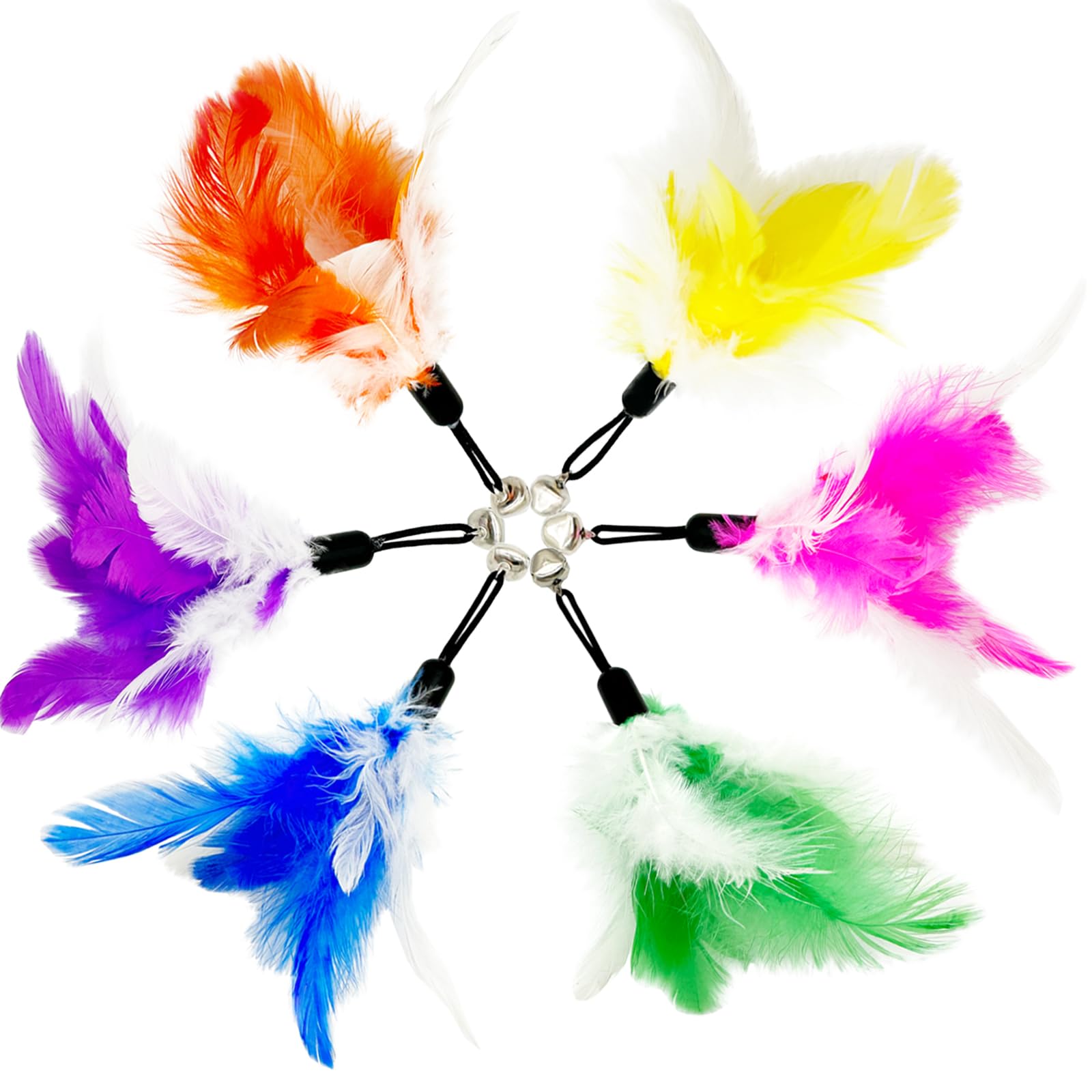 Tienailing Cat Feather Toys Refills Cat Wand Replacement Feathers, 14 Pcs Feathers Cat Toy Refills, Cat Toys Feathers For Cat Wand