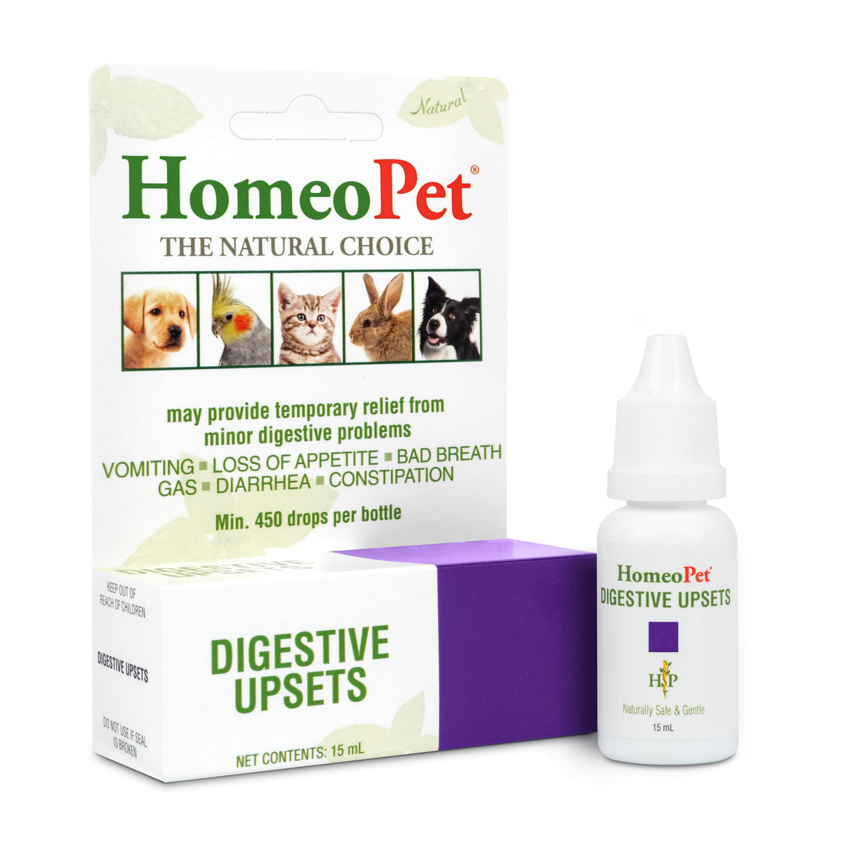 Homeopet Digestive Upsets, Natural Pet Digestive Support, Digestive Supplement For Dogs, Cats, And Small Pets, 15 Milliliters