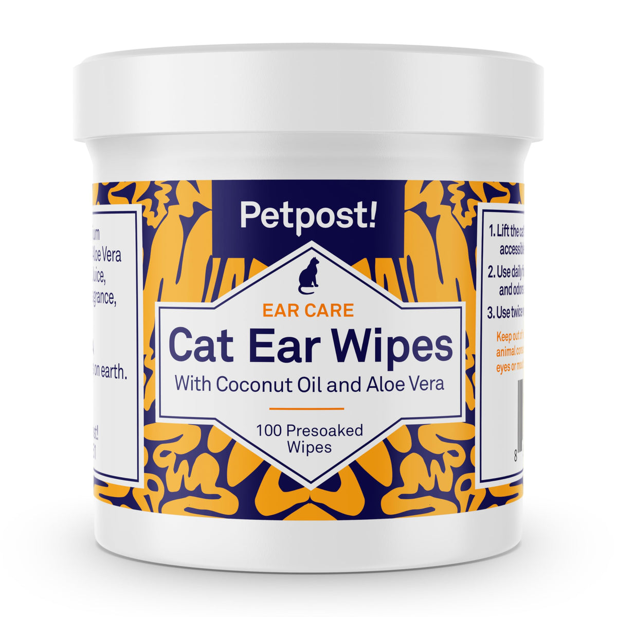 Petpost | Cat Ear Cleaner Wipes - Ultra Soft Cotton Pads In Coconut Oil Solution - Treatment For Removing Cat Ear Dirt & Wax 100