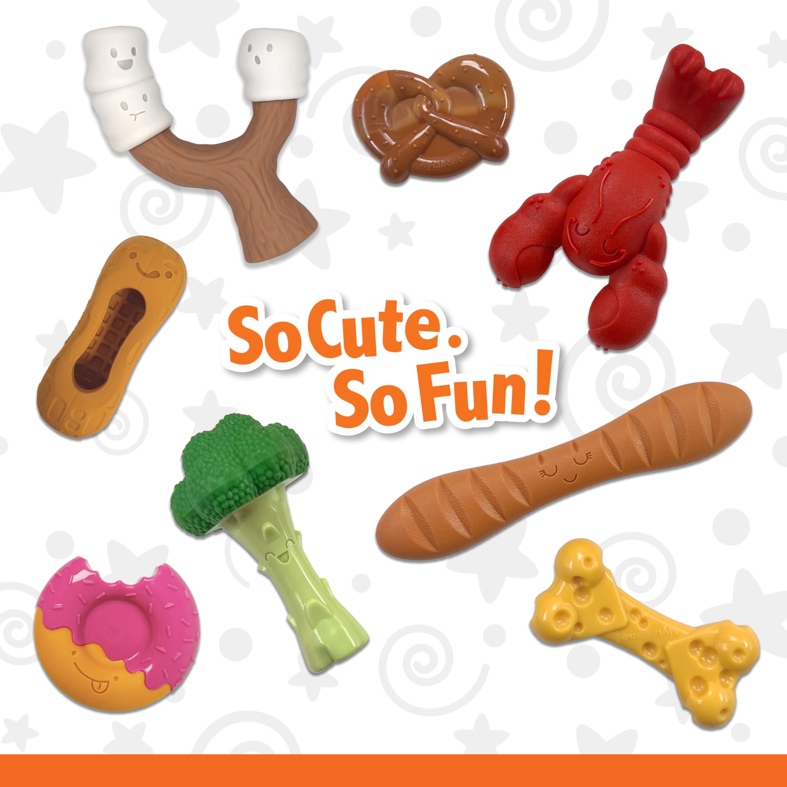 Nylabone Power Chew Donut Dog Chew Toy, Cute Dog Toys for Aggressive Chewers, Cheese Flavor, Bacon Glazed Flavor, Medium/Wolf (1