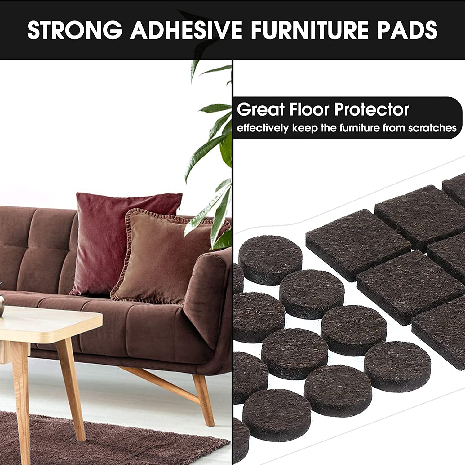 Felt Furniture Pads -261 Pcs Furniture Pads Hardwoods Floors Self Adhesive, Cuttable Felt Chair Pads, Anti Scratch Floor Protect