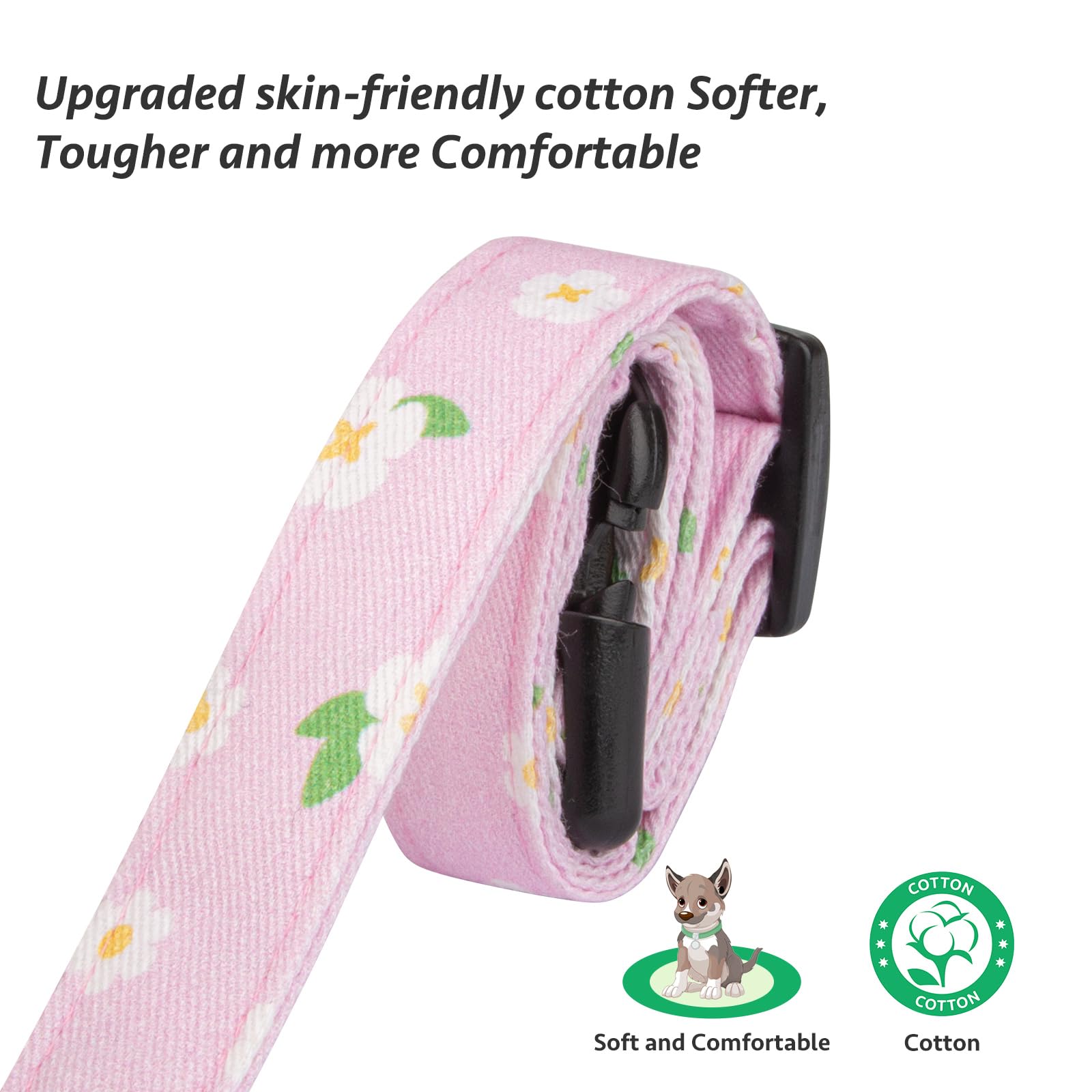 Cotton Handmade Dog Collar Cute And Distinctive Patterns Purple Flower With Pendant For Girl Boy Dogs Collars L