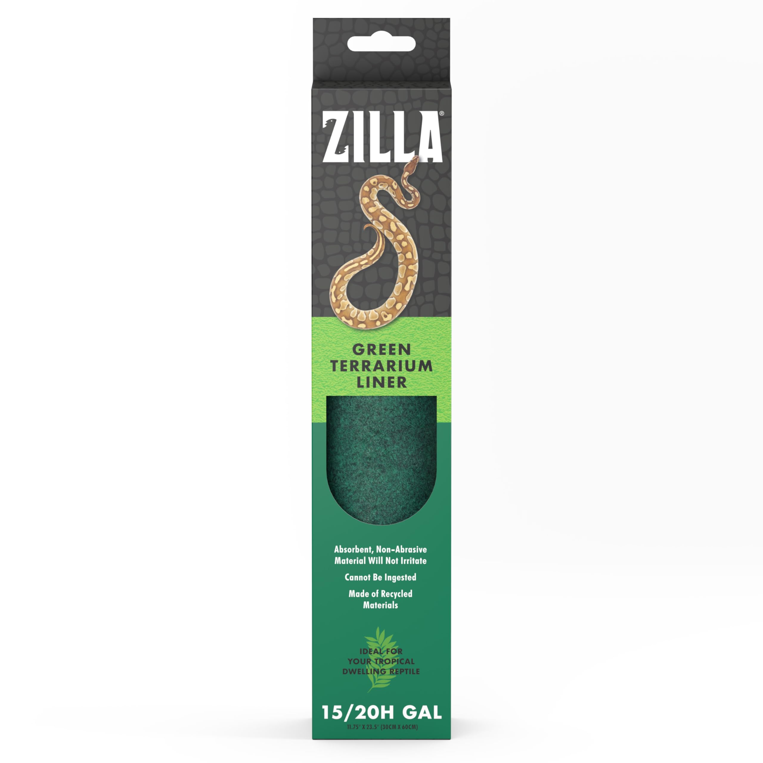 Zilla Reptile Terrarium Bedding Substrate Floor Liner, Green, 15/20G, 11.75' X 23.5'