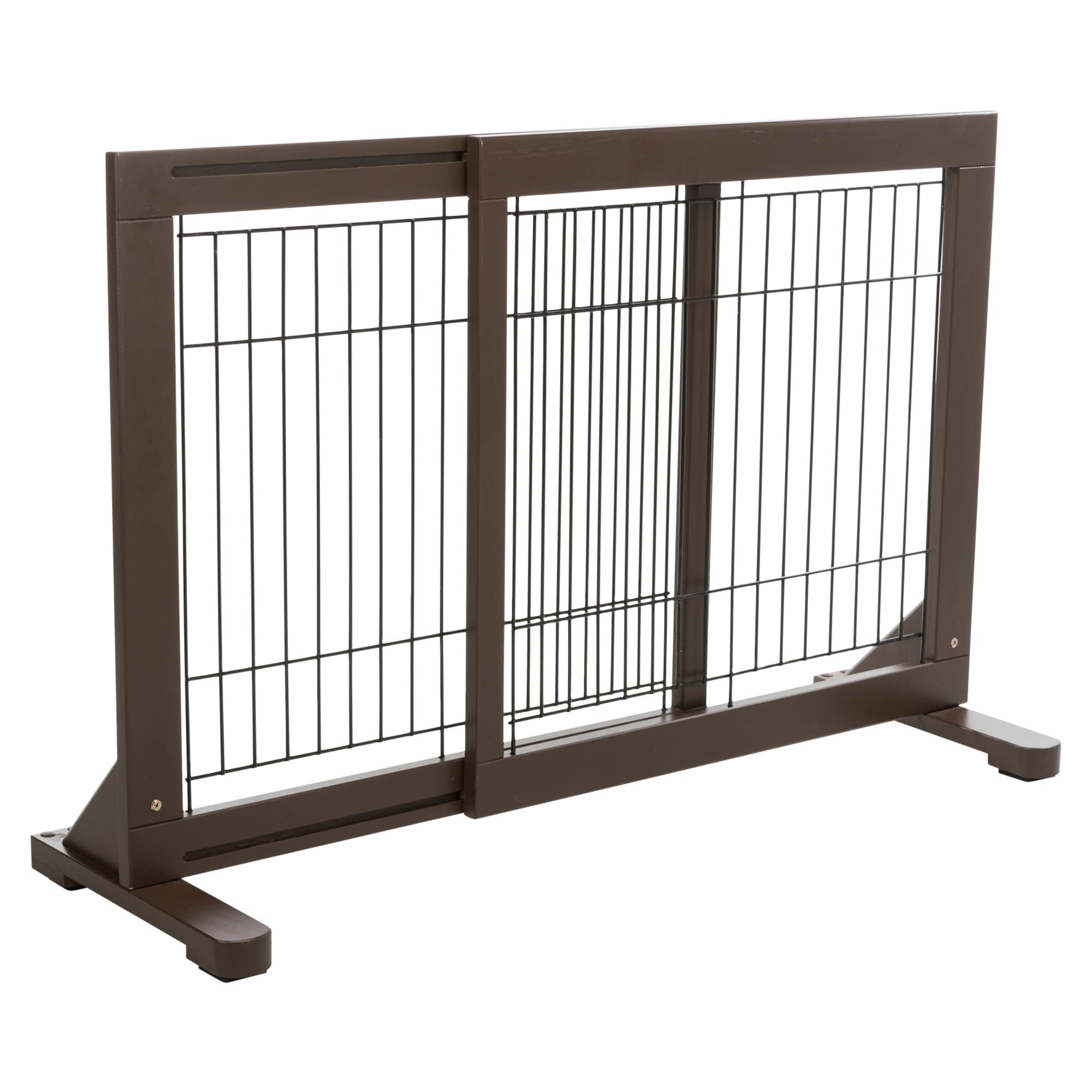 Trixie Freestanding Pet Gate, Wood And Wire, Lightweight, Adjustable Width, 24 In Height, Espresso Brown