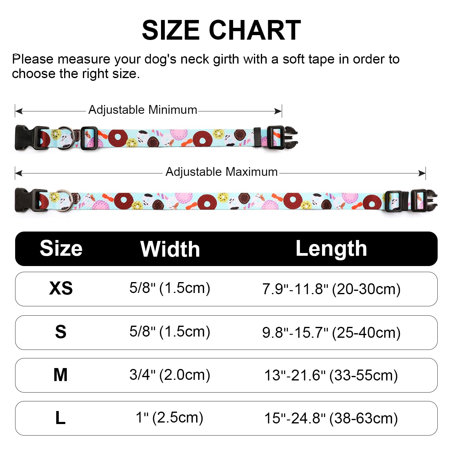 Mercano Adjustable Dog Collar - Special Design Patterns, Soft Nylon Comfortable Durable Pet Collar For Small Medium Large Dogs (L, Blue Cookie)