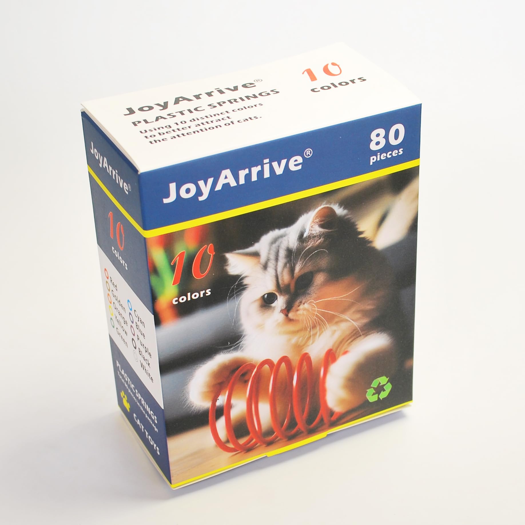 Joyarrive 80Pcs 10 Colors Box Stored Cat Springs, Interactive Toys, Cat Spiral, Coil Toy, Hunting, Biting Toy, Swatting, Self-Pl