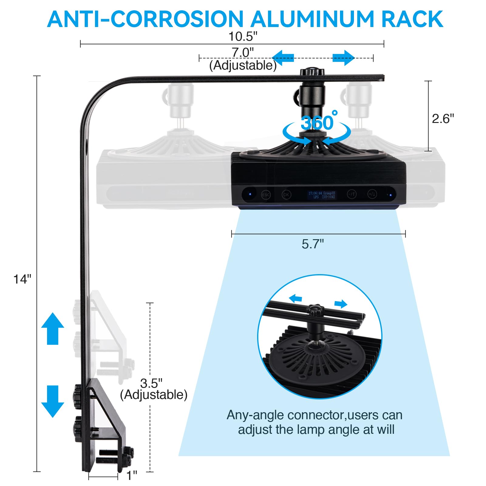 Smatfarm Aquarium Light - 60Watts Reef Light For Coral Sunrise Sunset Moonlight Fish Tank Light With Screen Timer For Marine Aqu