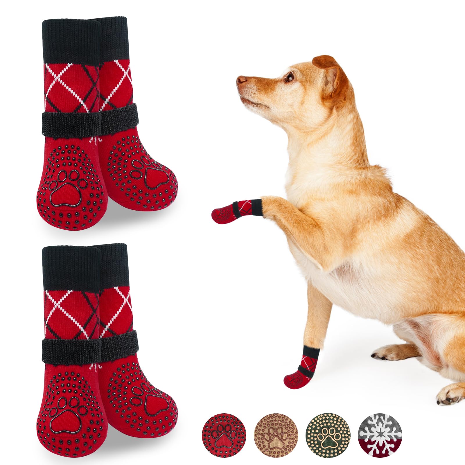 BEAUTYZOO Dog Socks - Anti Lick, Anti Slip, Senior Dog Grippy Socks - Size SM