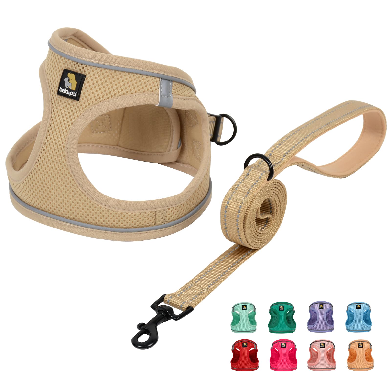 Bella & Pal Puppy Harness & Leash Set, No Pull Dog Harness For Extra Small Dogs, Khaki Xxs