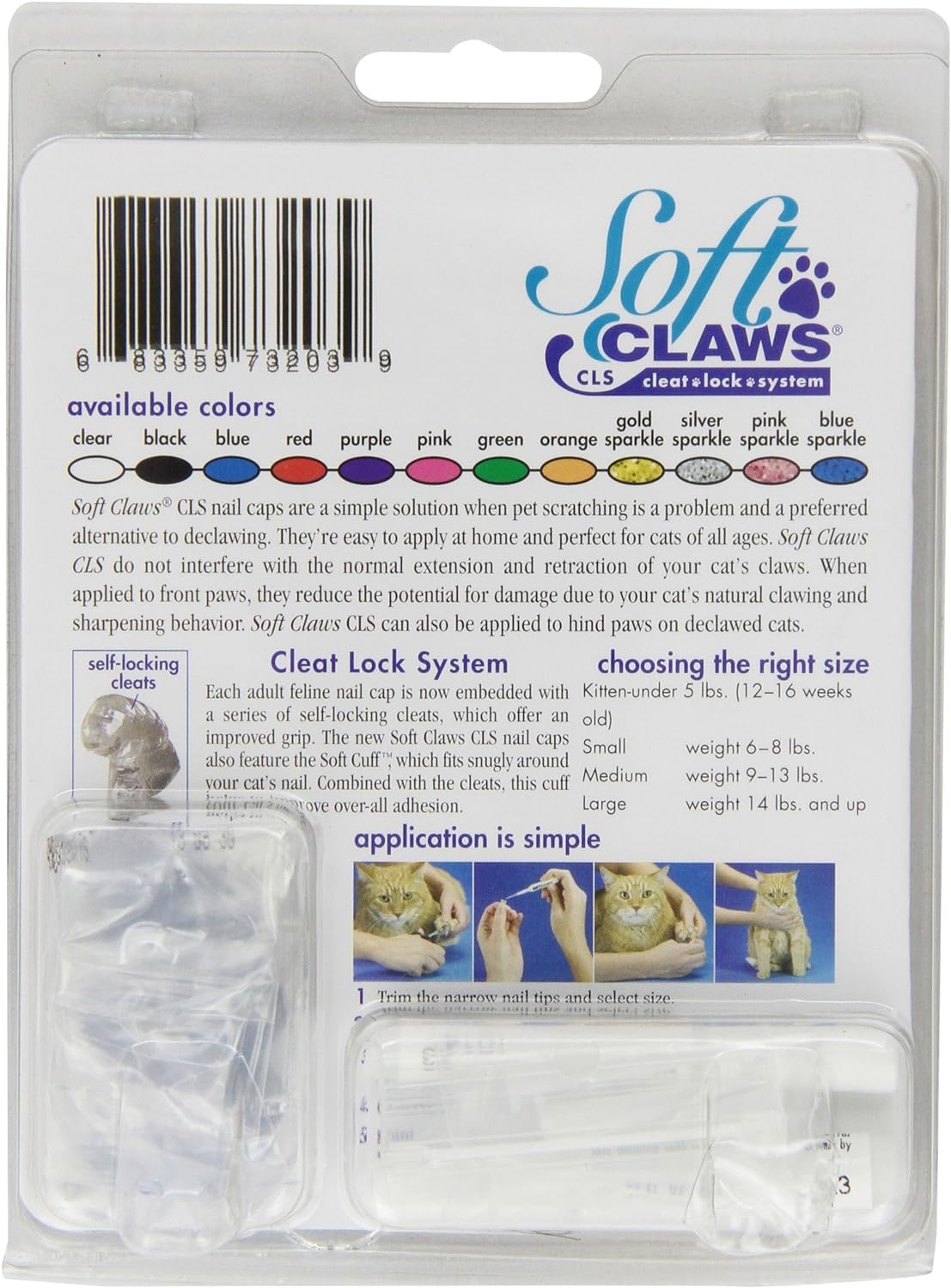 Soft Claws For Cats - Cls (Cleat Lock System), Size Small, Color Blue