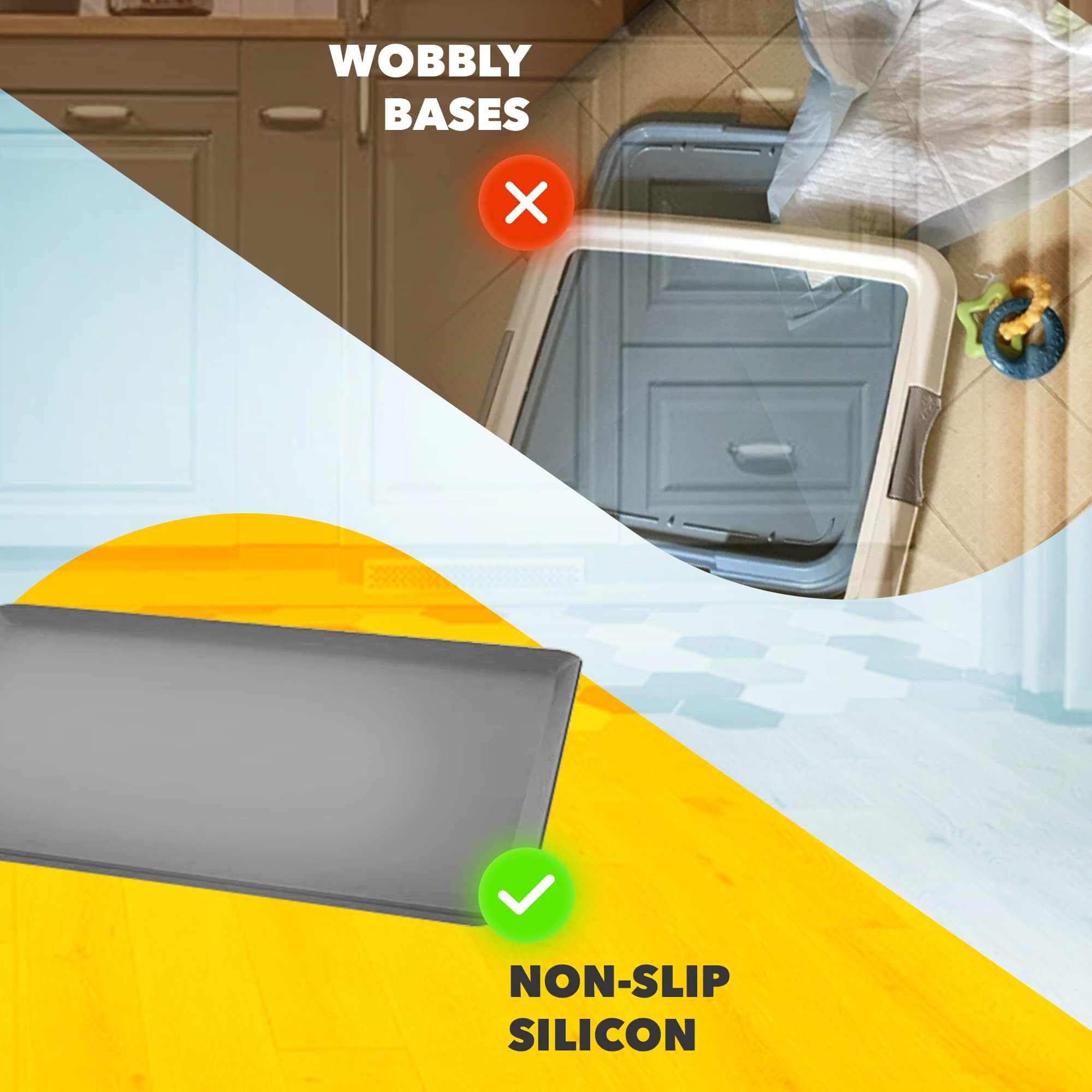 Skywin Tidyfriend Silicone Pee Pad Holder, 2 Pack 24 X 24 Inch No-Spill, Leakproof, Easy-To-Clean Puppy Pad Holder (Dark Grey)