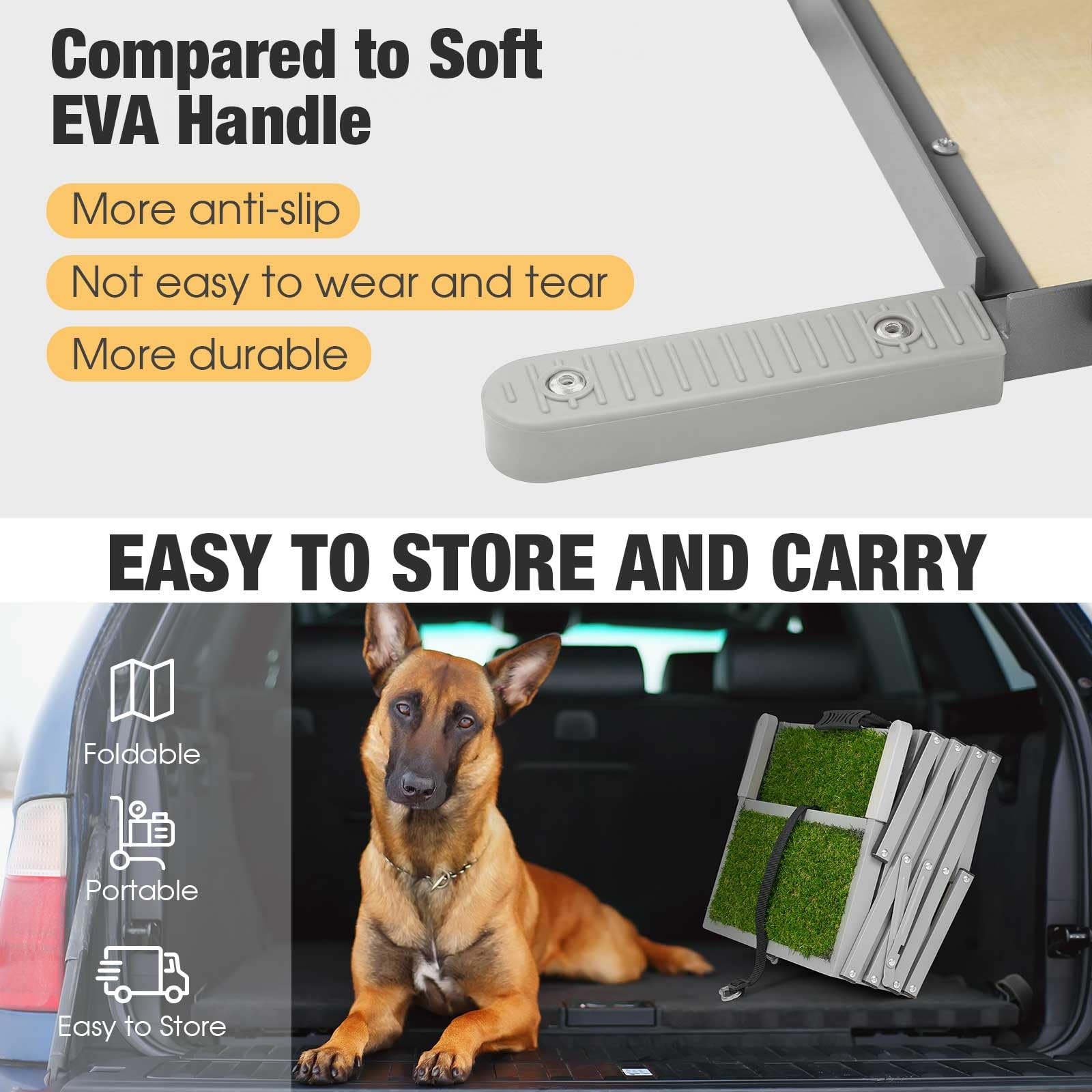 Veehoo Dog Stairs For Car, Aluminum Folding Dog Steps For Truck And Suv, Portable Car Ramp For Large Dogs With Non-Slip Artifici