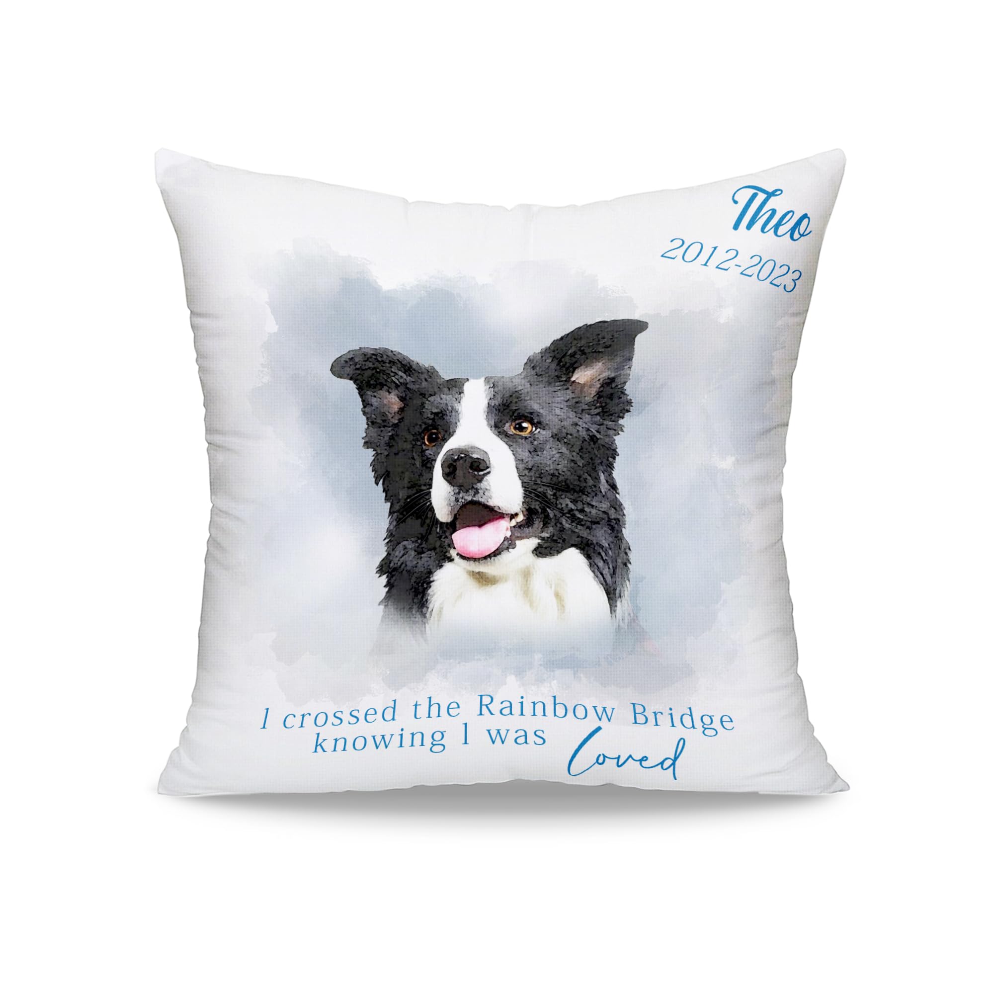Funny Diy Personalized Pet Watercolor Portrait Throw Pillows With Pictures, Custom Dog Memorial Gifts For Loss Of Dogs, Dog Cat 
