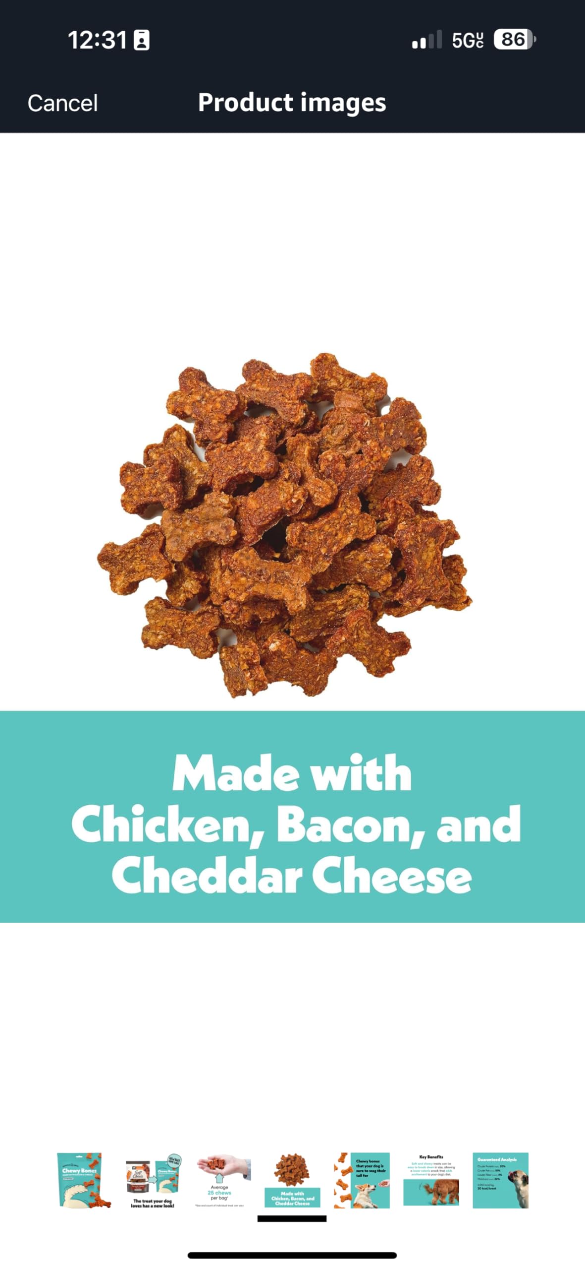 Wiggles & Wags Chewy Bones Dog Treats, Bacon & Cheese Flavor, Soft and Chewy, 2 Pack