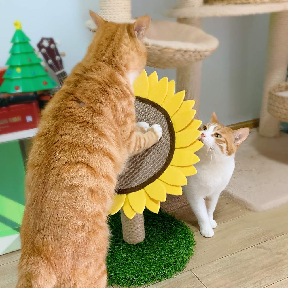 Cat Scratching Post, Sunflower Claw Scratching Post For Kitty, Natural Sisal Scratcher Board, Cute Furniture Interactive Activity Pad Toys For Kitten & Cat, 18X12 Inch