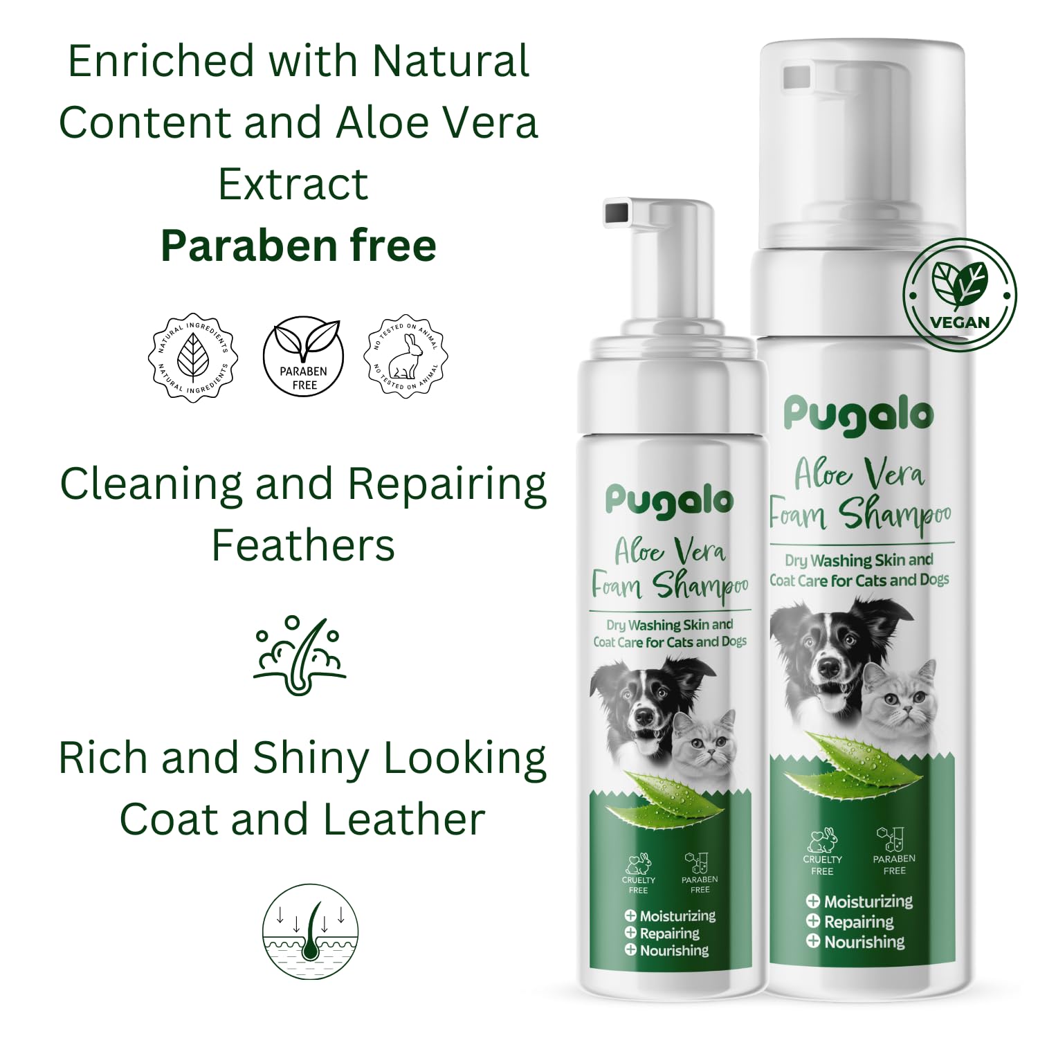 Waterless Cat & Dog Shampoo With Aloe Vera - 200Ml No-Rinse Foam Cleanser & Conditioner - Dry Shampoo For Smelly Pets