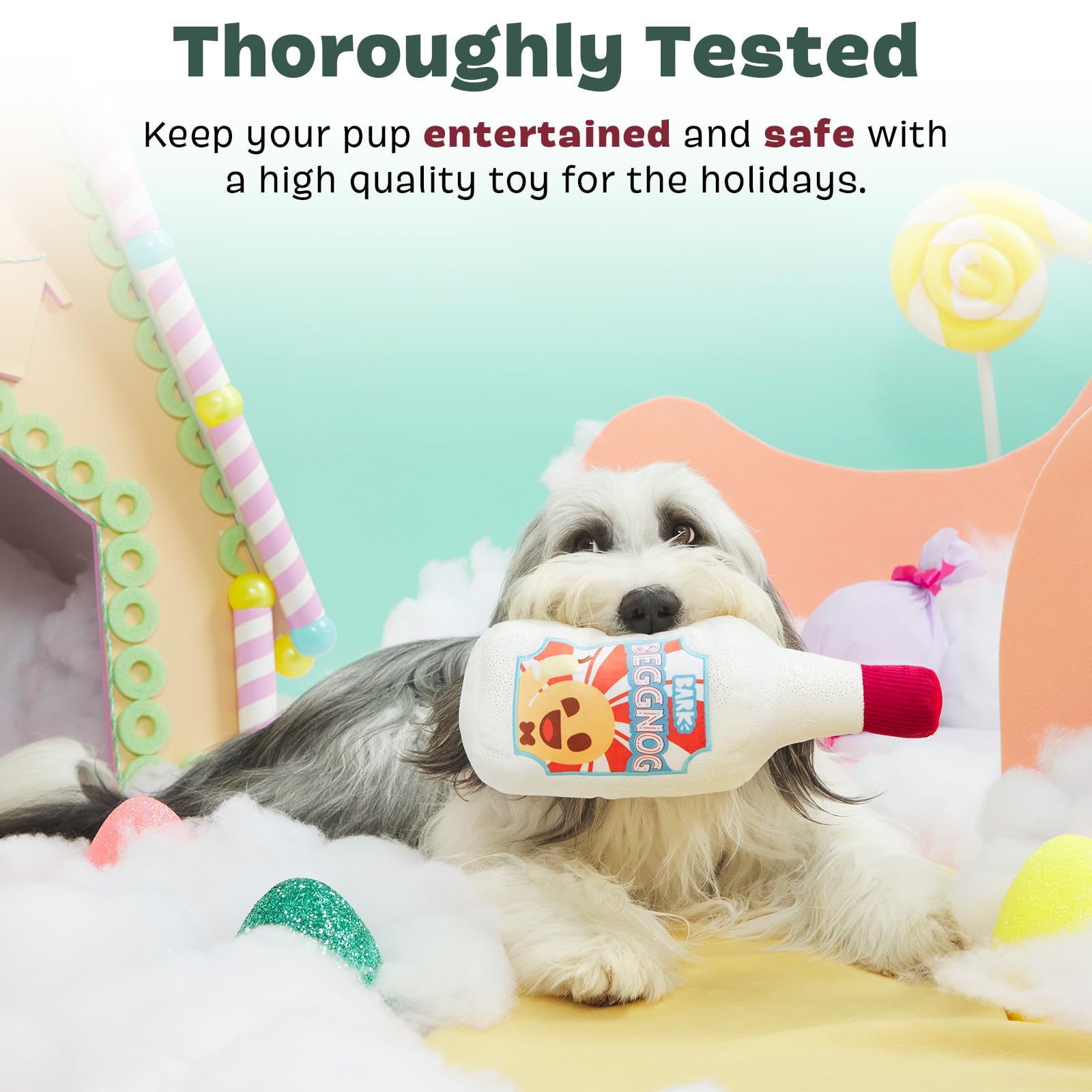Barkbox Squeaky Dog Toys - Plush, Crinkle & Squeak Toys For Small, Medium, Large Dogs & Puppies - Christmas Dog Toys For Holiday
