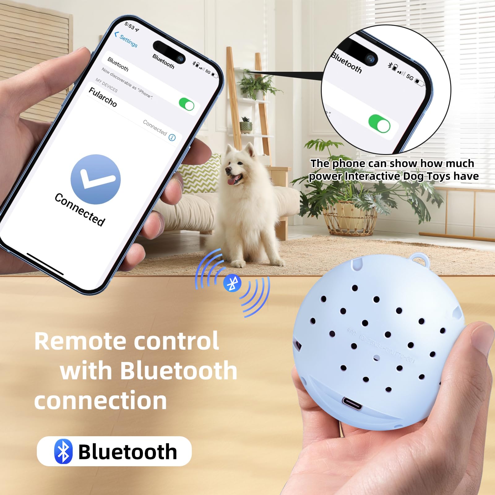Fpwzynexia Interactive Dog Toys Chew-Resistant Interactive Dog Ball Nylon Dog Balls With Rope Bluetooth-Enabled For Music Connec