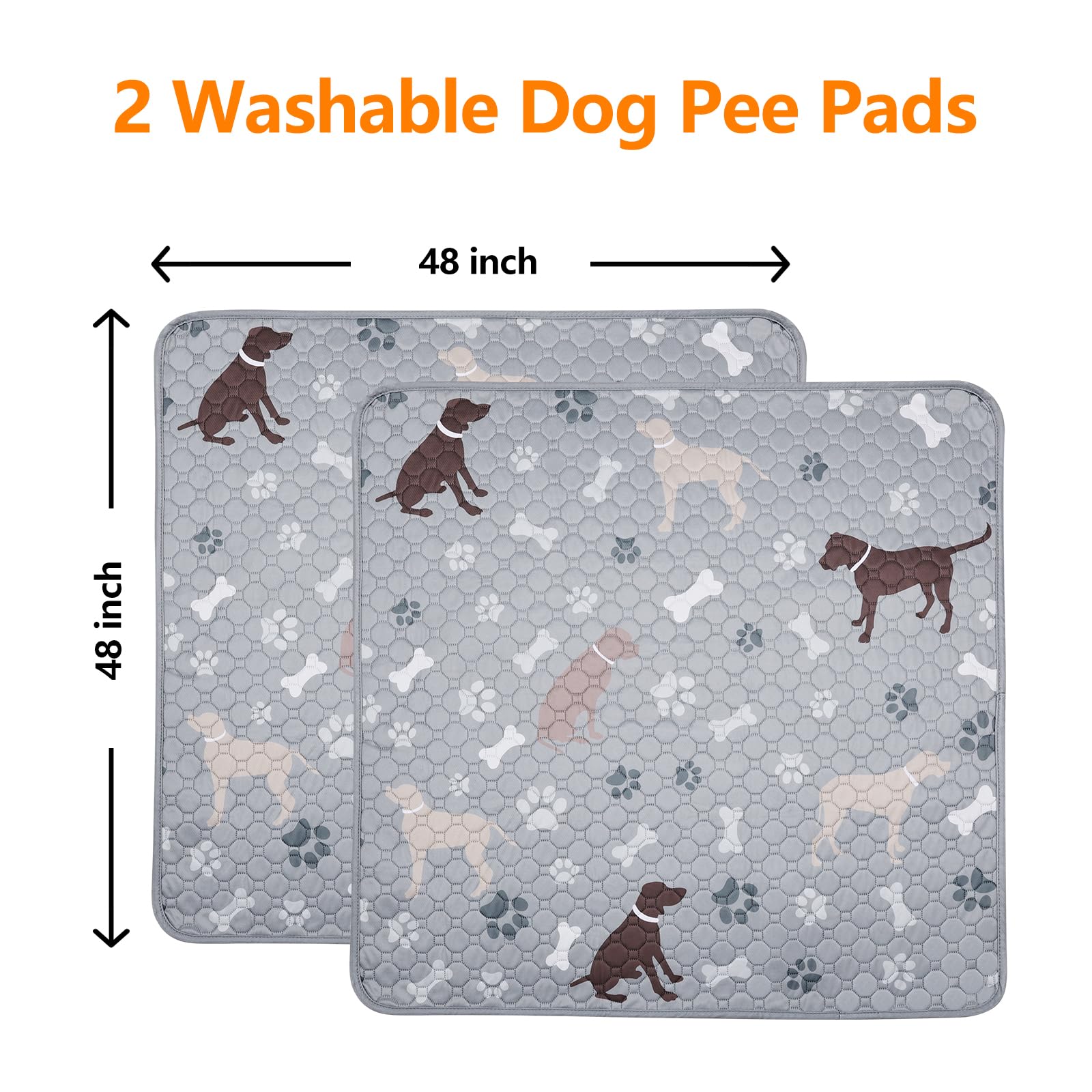 Mozin Washable Pee Pads For Dogs, 2 Pack Super Absorbent Dog Training Pads Leakproof Non-Slip Reusable Puppy Pads, Waterproof Wh