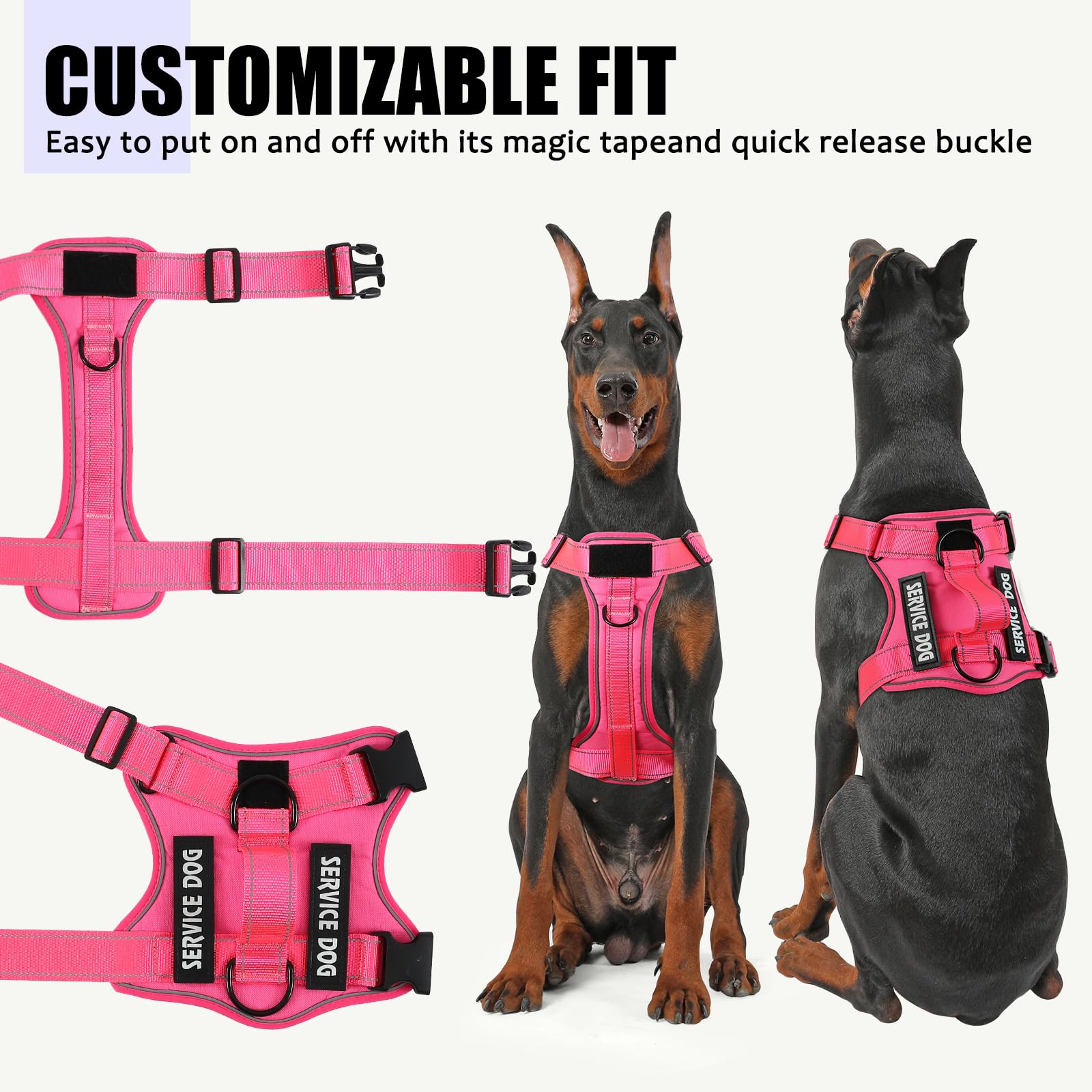 Demigreat Reflective Dog Vest Harness With 5 Pcs Patches, Adjustable Soft Oxford Dog Harness, Inner Layer Mesh, Prevent Pulling