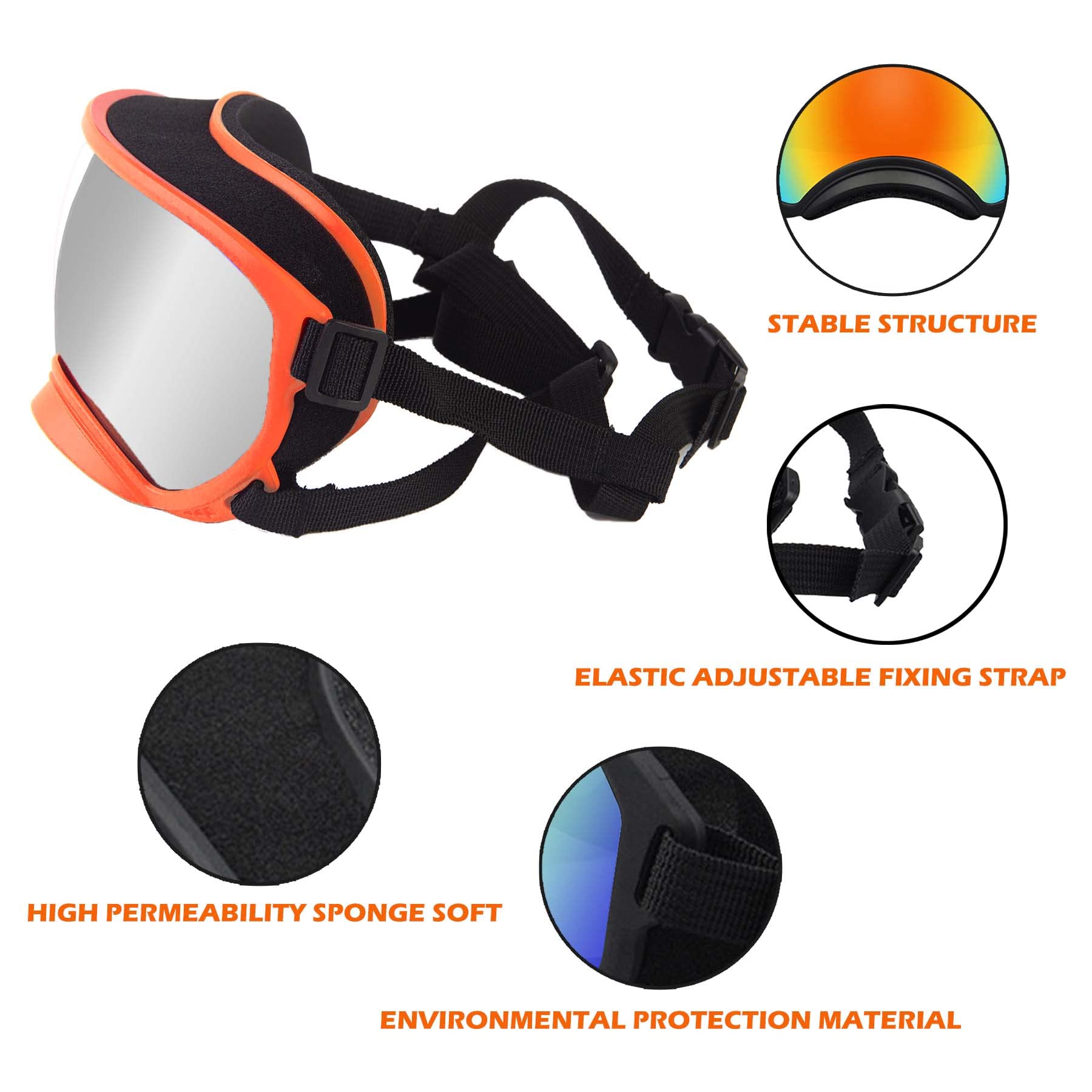 Nicerinc Pet Dog Sunglasses, Large, Uv Protection, Adjustable Strap, Soft Foam, Black