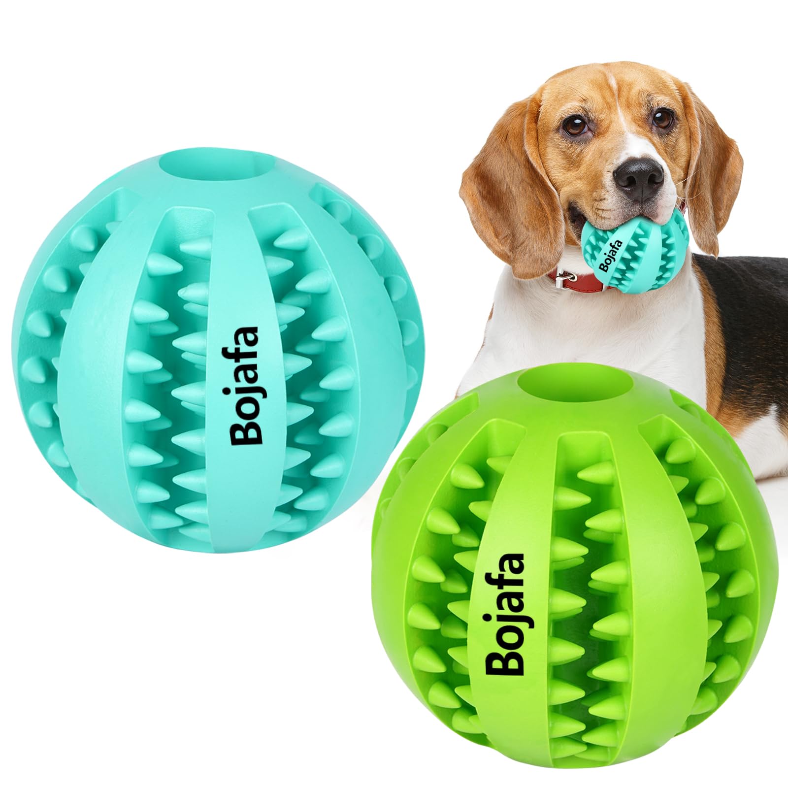 Bojafa Treat-Dispensing Dog Toys: Durable Rubber Puppy Toys For Boredom - Dog Treat Balls For Small & Medium Breed Home Use (2Pa