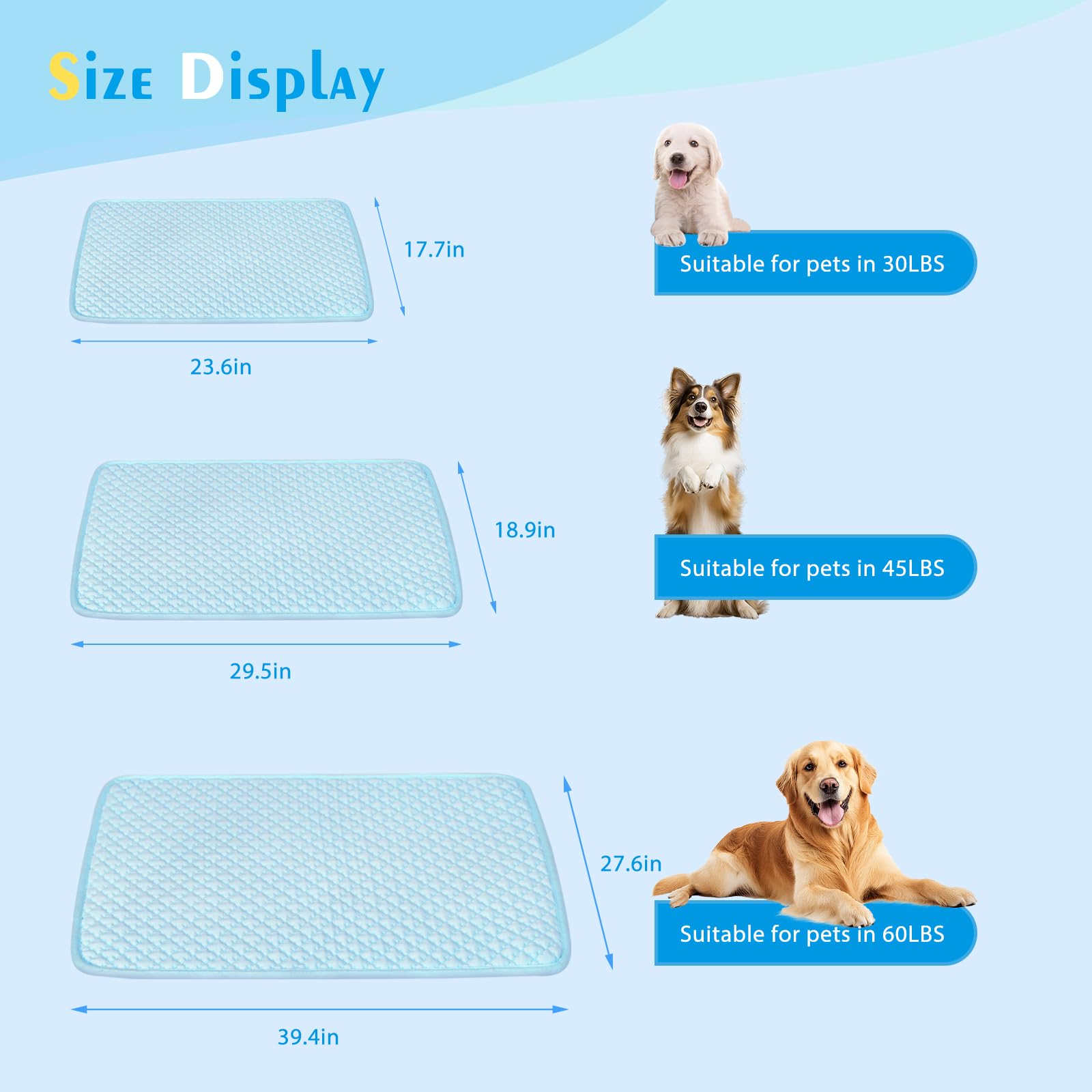 Koquena Pet Cooling Mat For Dogs & Cats - Washable Dog Cooling Mat Portable Pet Cool Pads Blanket For Indoor & Outdoor Car Seats
