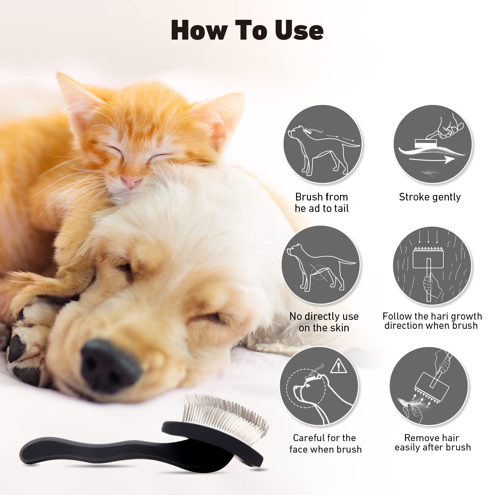 Yopetayu Dog Slicker Brush For Shedding And Grooming Medium Or Long Haired Cats, Extra Long & Soft Pin Slicker Brush For Removes