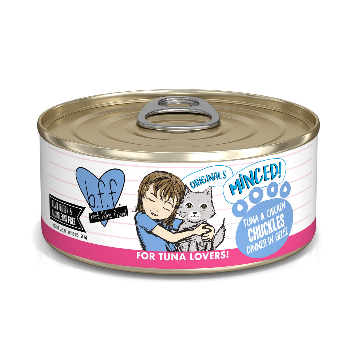 Best Feline Friend (B.F.F.) Tuna & Chicken Chuckles With Tuna & Chicken In Gelée Cat Food By Weruva, 5.5Oz Can (Pack Of 24), Blue