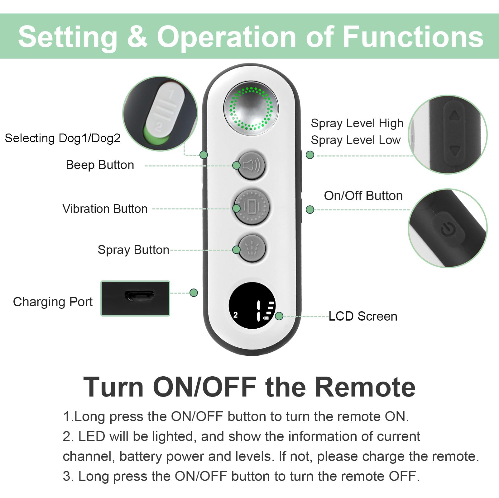 Citronella Dog Training Collar [2 Dog Collar With Remote] Spray Bark Collar Safer & Humane Spray Dog Collar For L/M/S Dogs Spray