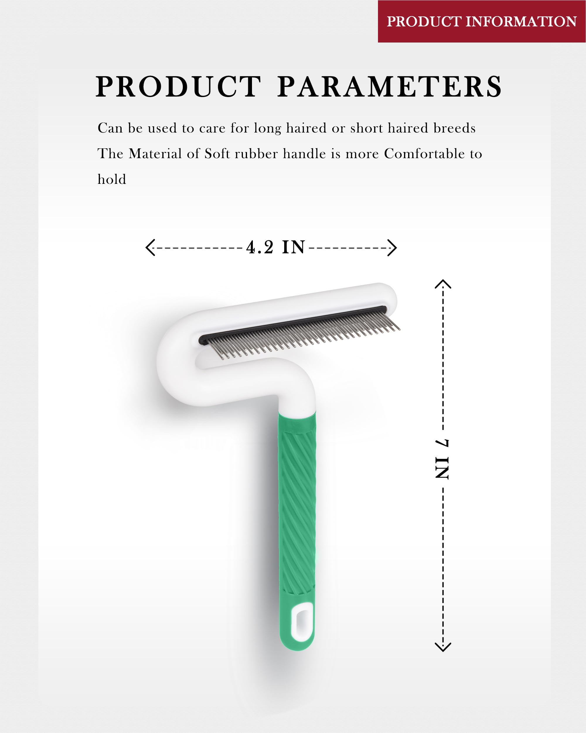 Tailgurus Pet Flea Comb For Dogs & Cats - Grooming Tool With Long & Short Steel Teeth, Safely Removes Tangles And Knots, Gentle