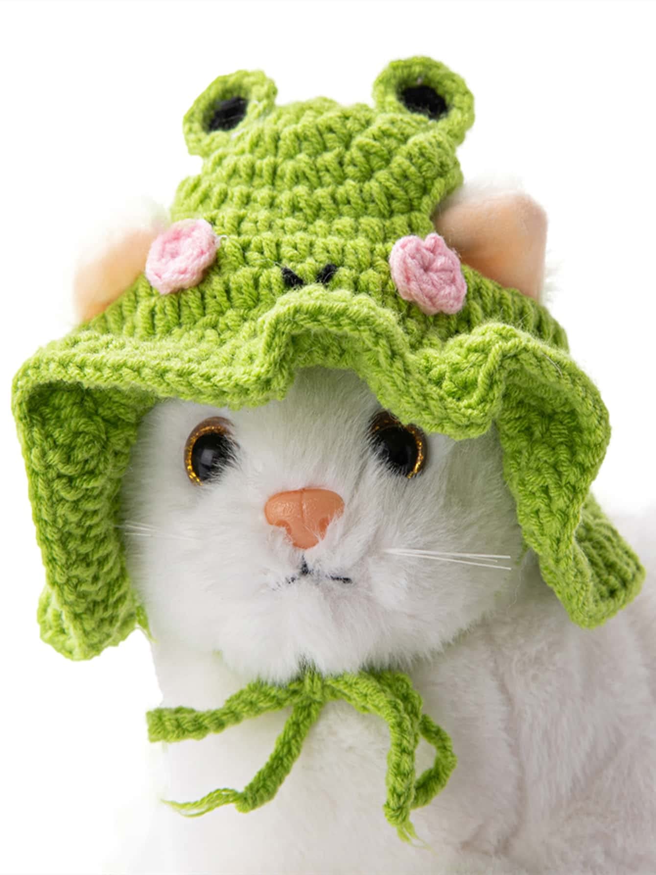 Qwinee Cartoon Design Knit Cute Dog Hat Soft Cat Hat Rabbit Hat Halloween Christmas Party Costume Head Wear Accessories For Pupp