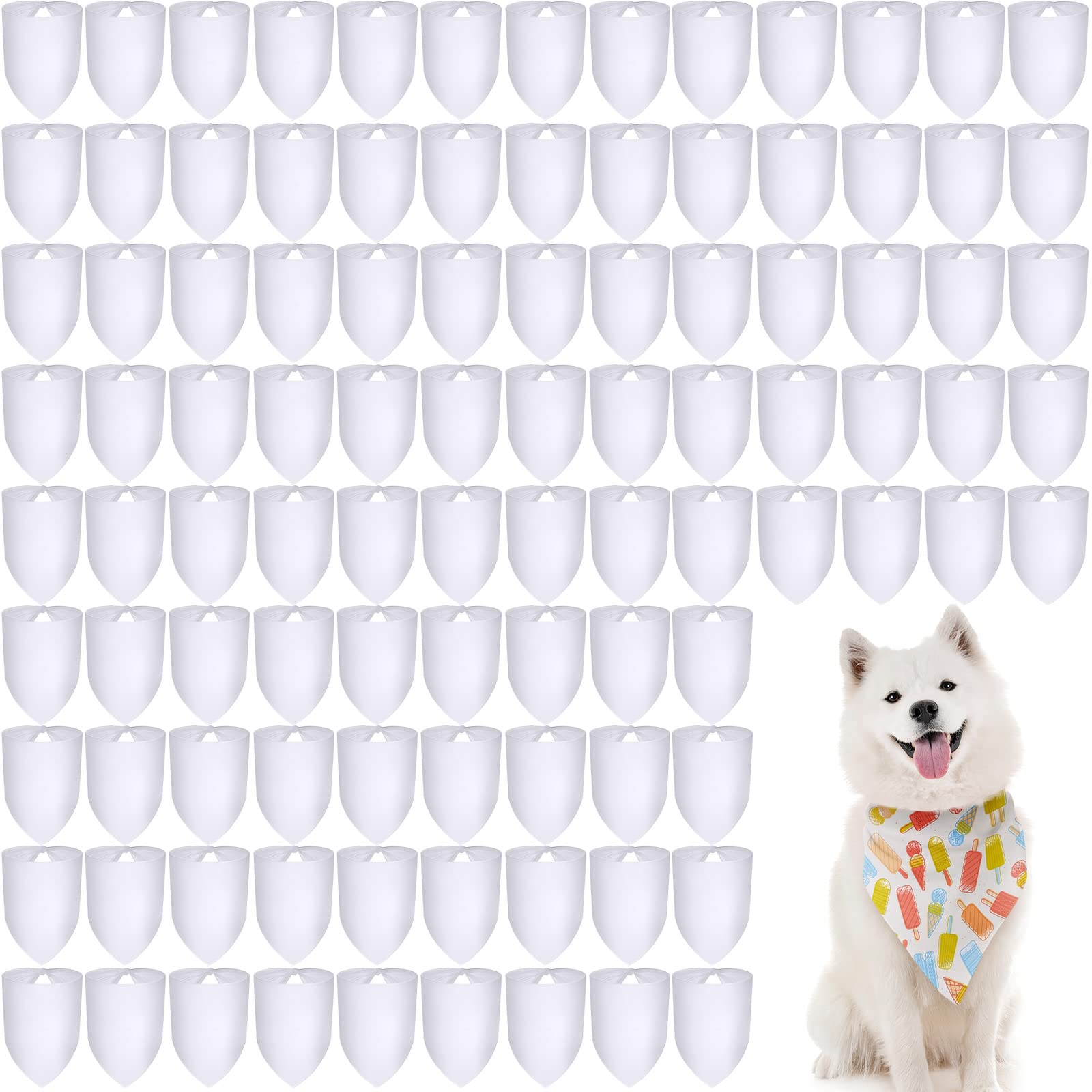 Kacctyen 100 Pcs Sublimation Blank Dog Bandanas Heat Transfer Washable Triangle Scarf DIY Sublimation PET Bandana Bib Kerchief P