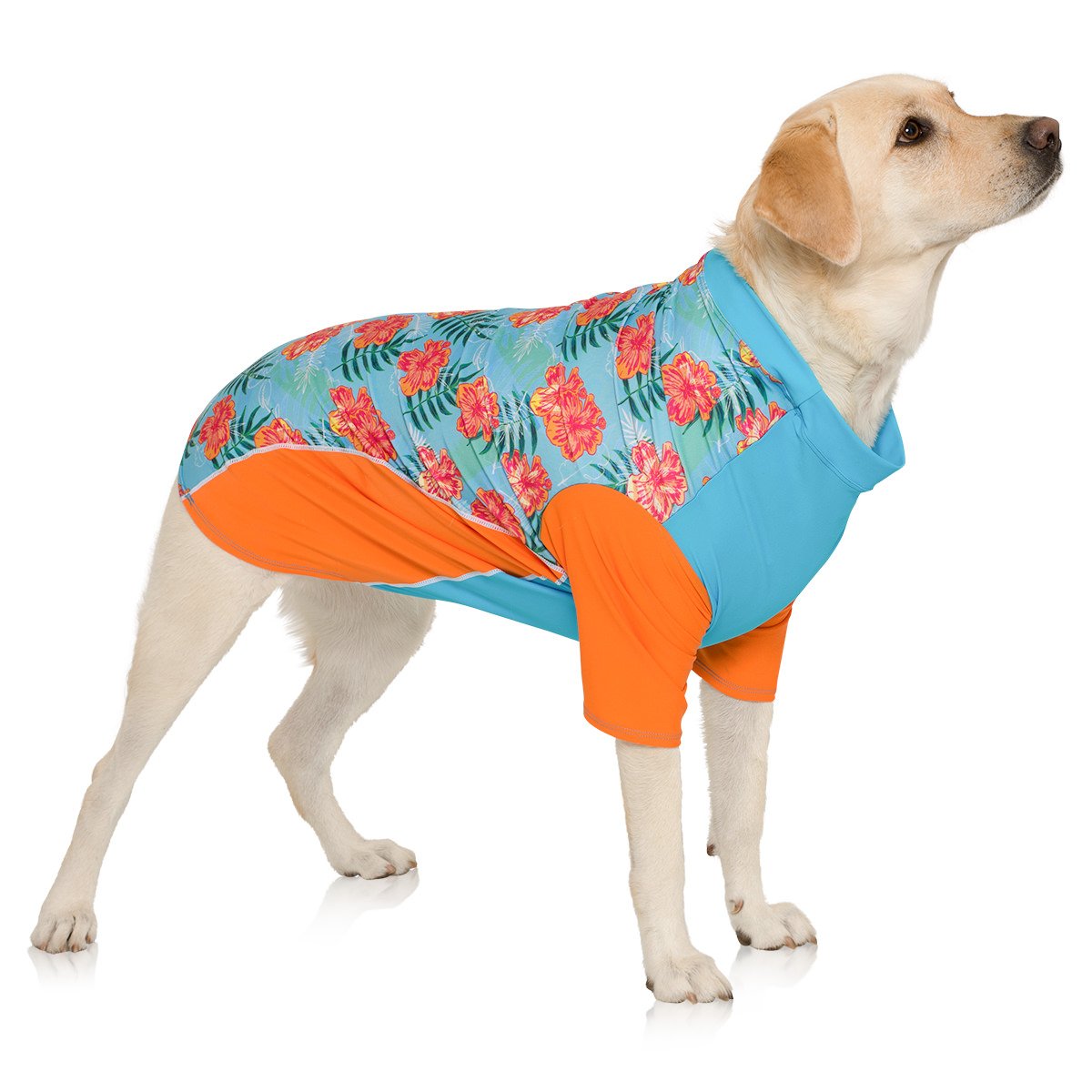 Playapup Dog Sun Shirt (Upf 50+), Tropical Blazing Island, 3X-Large