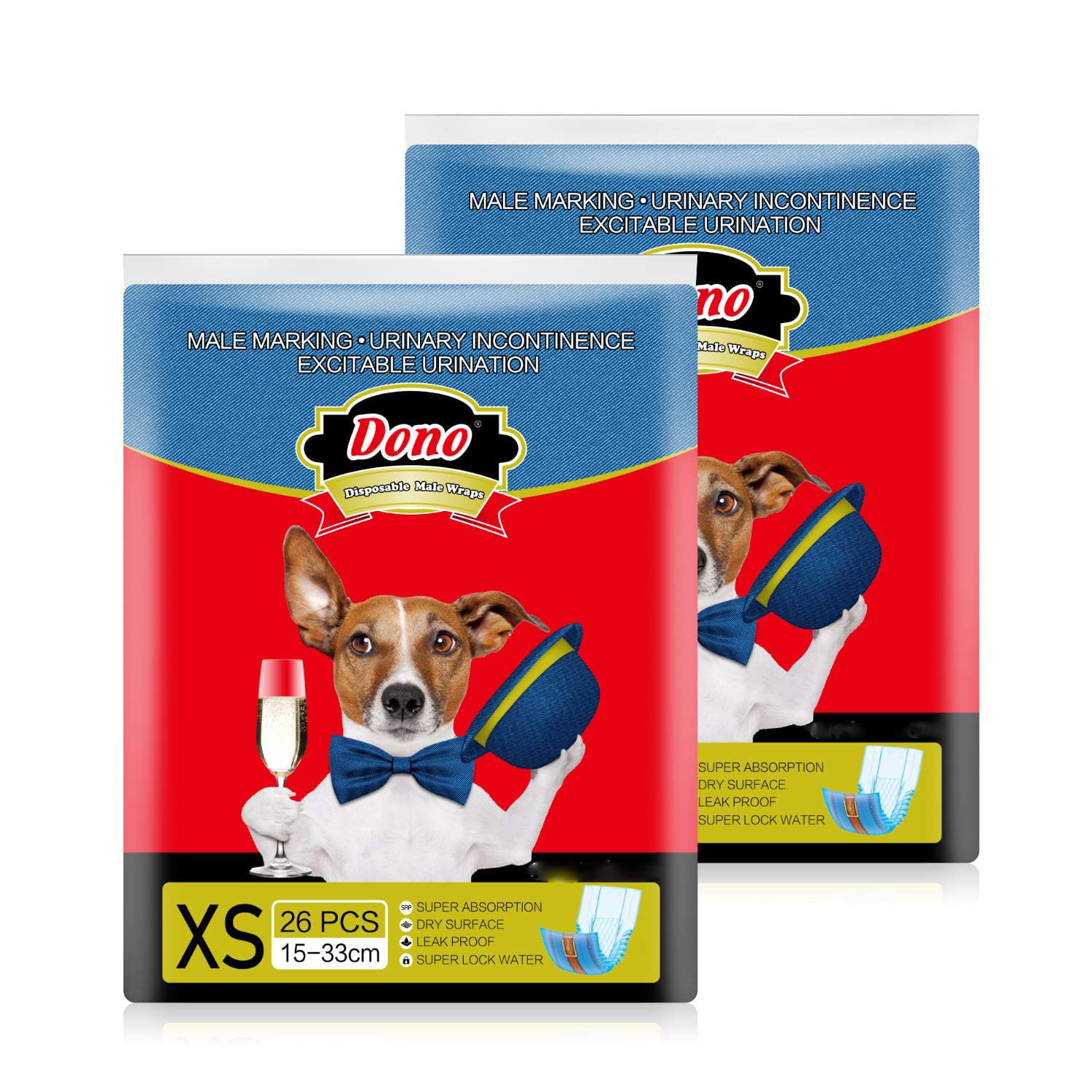 Dono Disposable Dog Diapers Male-Dogs Jeans Super Absorbent Soft Pet Diapers Doggie Wraps for Male Puppy Dogs, Leak Protection E