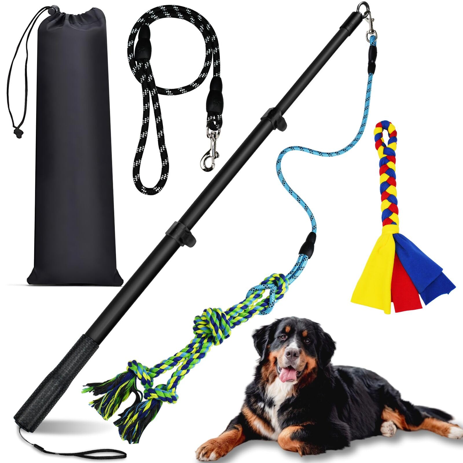 Iaigogo Flirt Pole For Dogs Heavy Duty,Dog Teaser Pole For Small Medium & Large Dogs,Interactive Outdoor Dog Toy With Replaceabl
